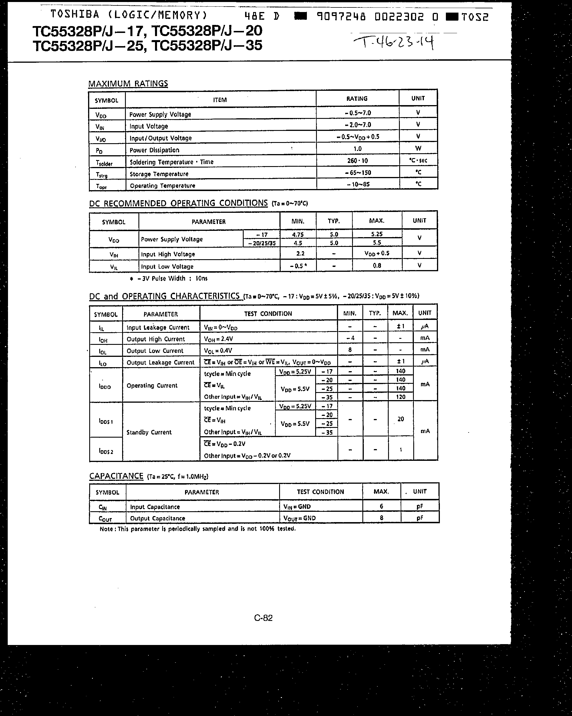 Datasheet TC55328J - (TC55328J/P) 32768 Word x 8-Bit CMOS Static RAM page 2