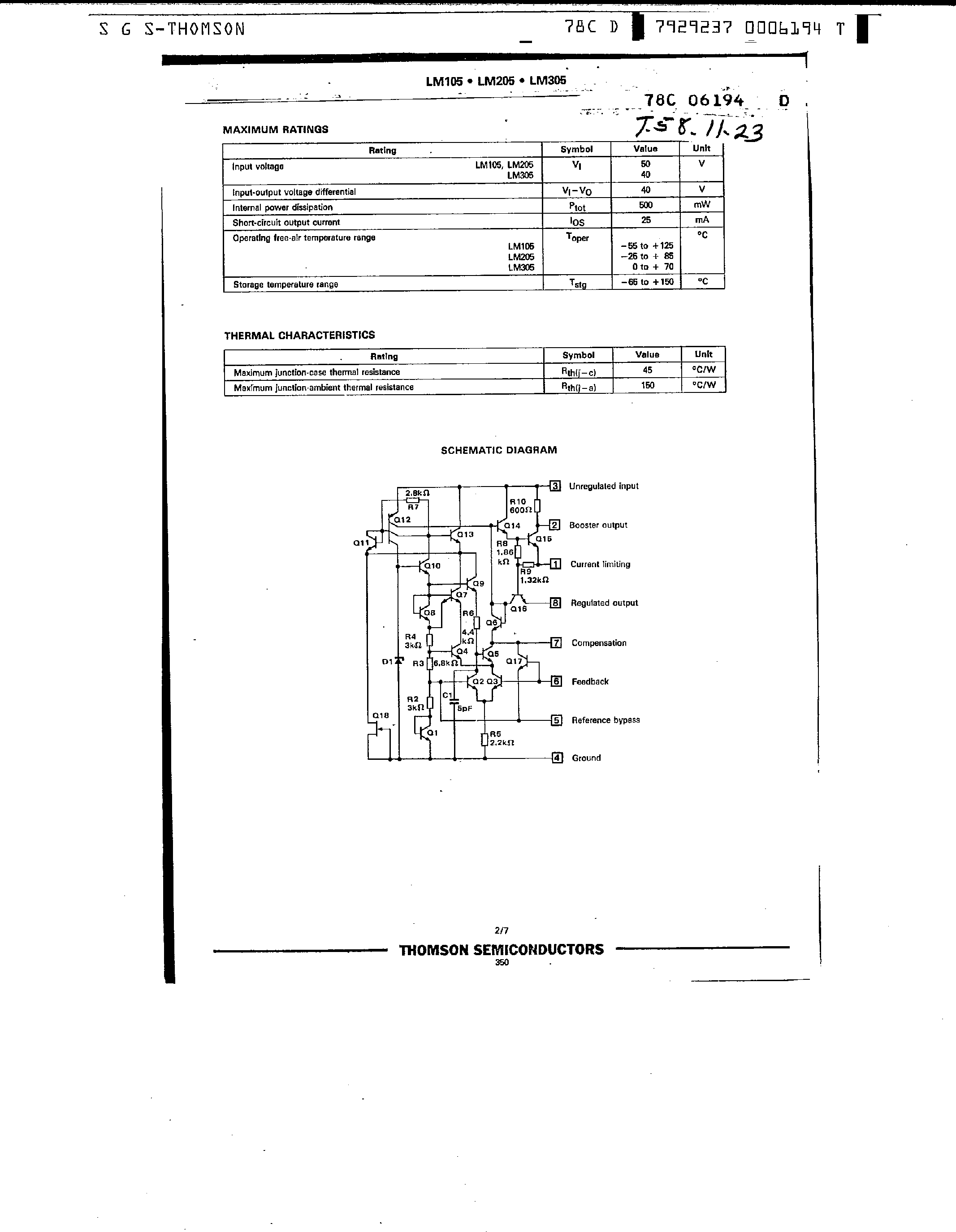 Datasheet LM205 - Adjustable Positive Voltage Regulators page 2