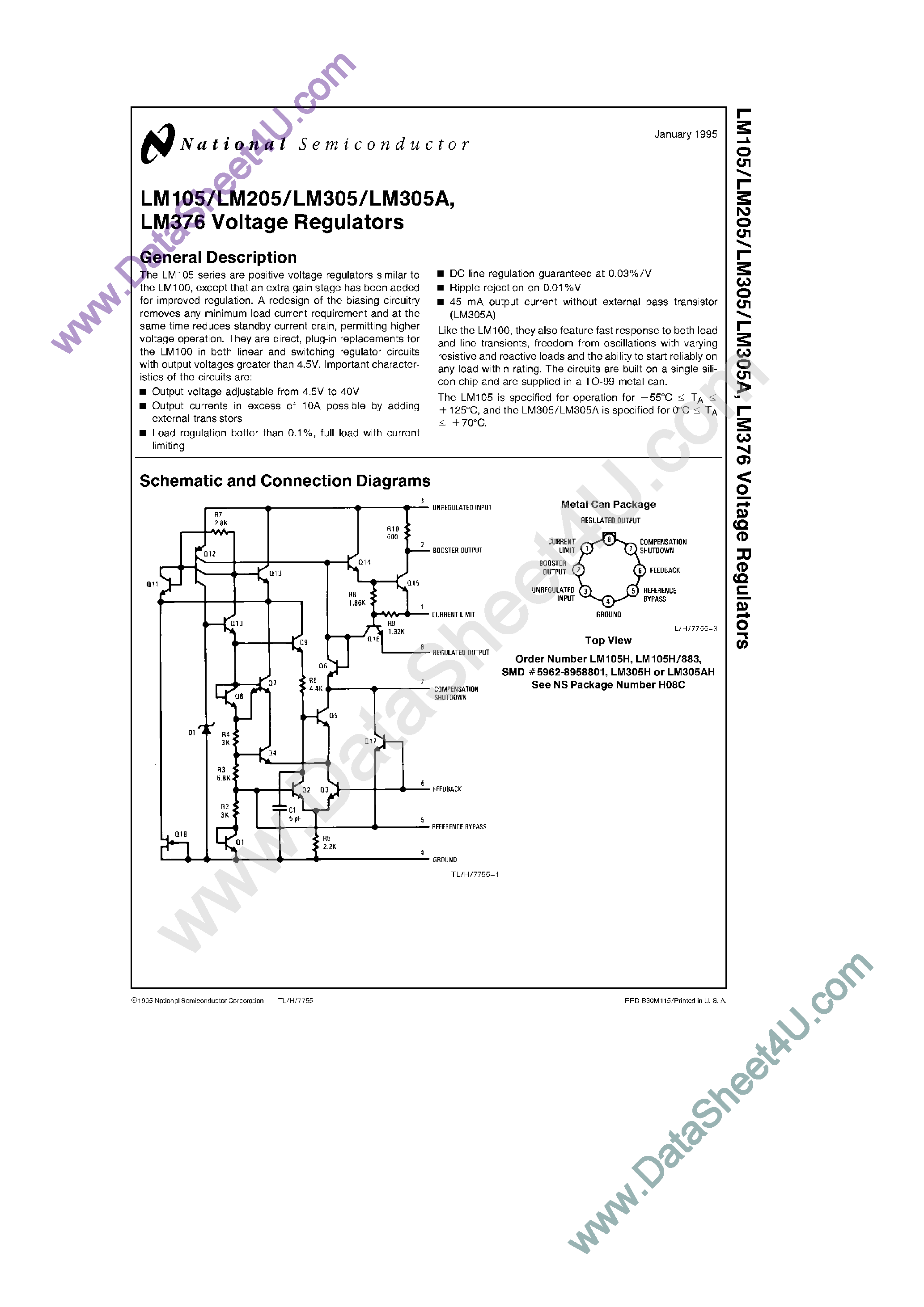 Datasheet LM205 - voltage regulators page 1