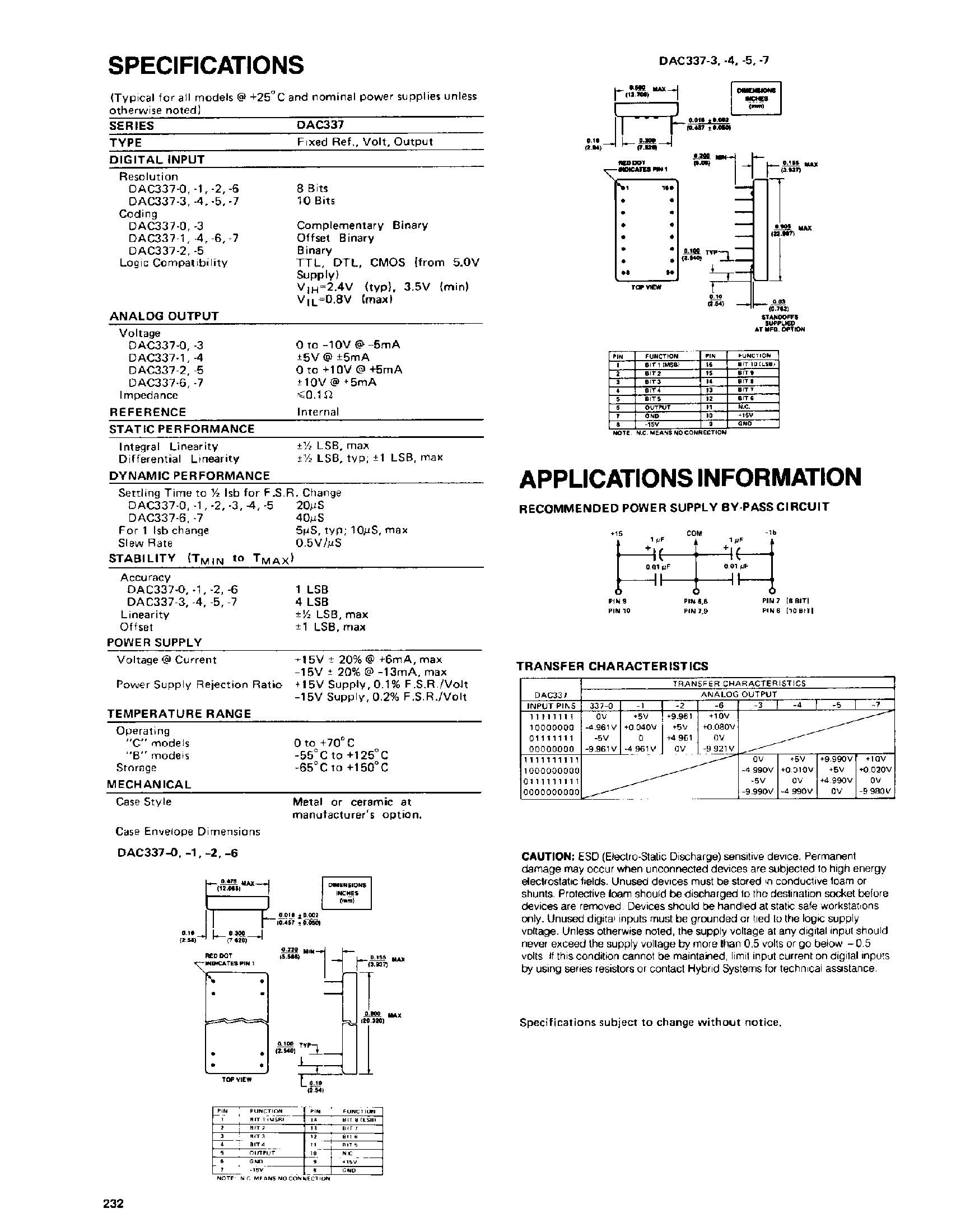 Datasheet DAC337 - Adjustment Free / 8 & 10-Bit DACs page 2