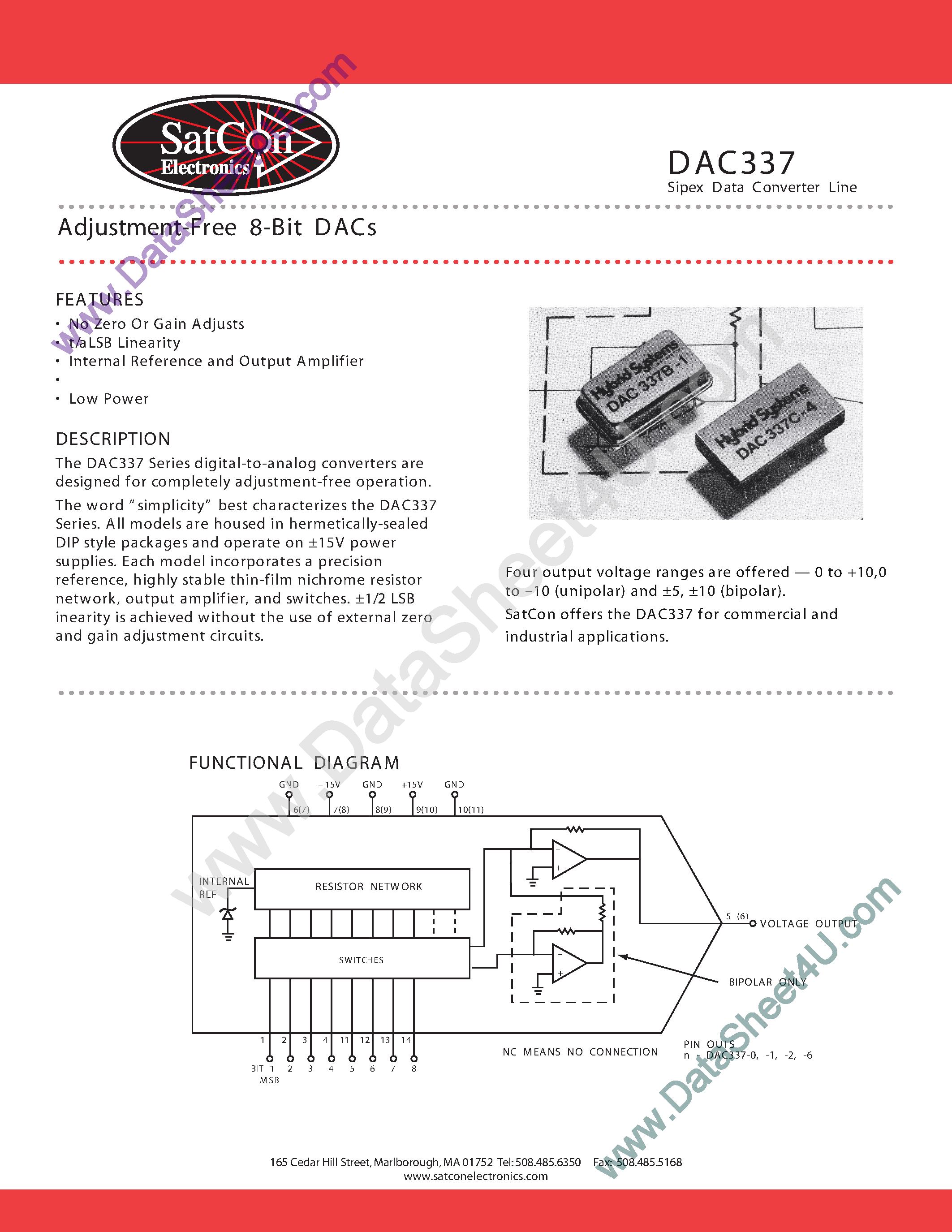 Datasheet DAC337 - Adjustment Free 8-Bit DACs page 1