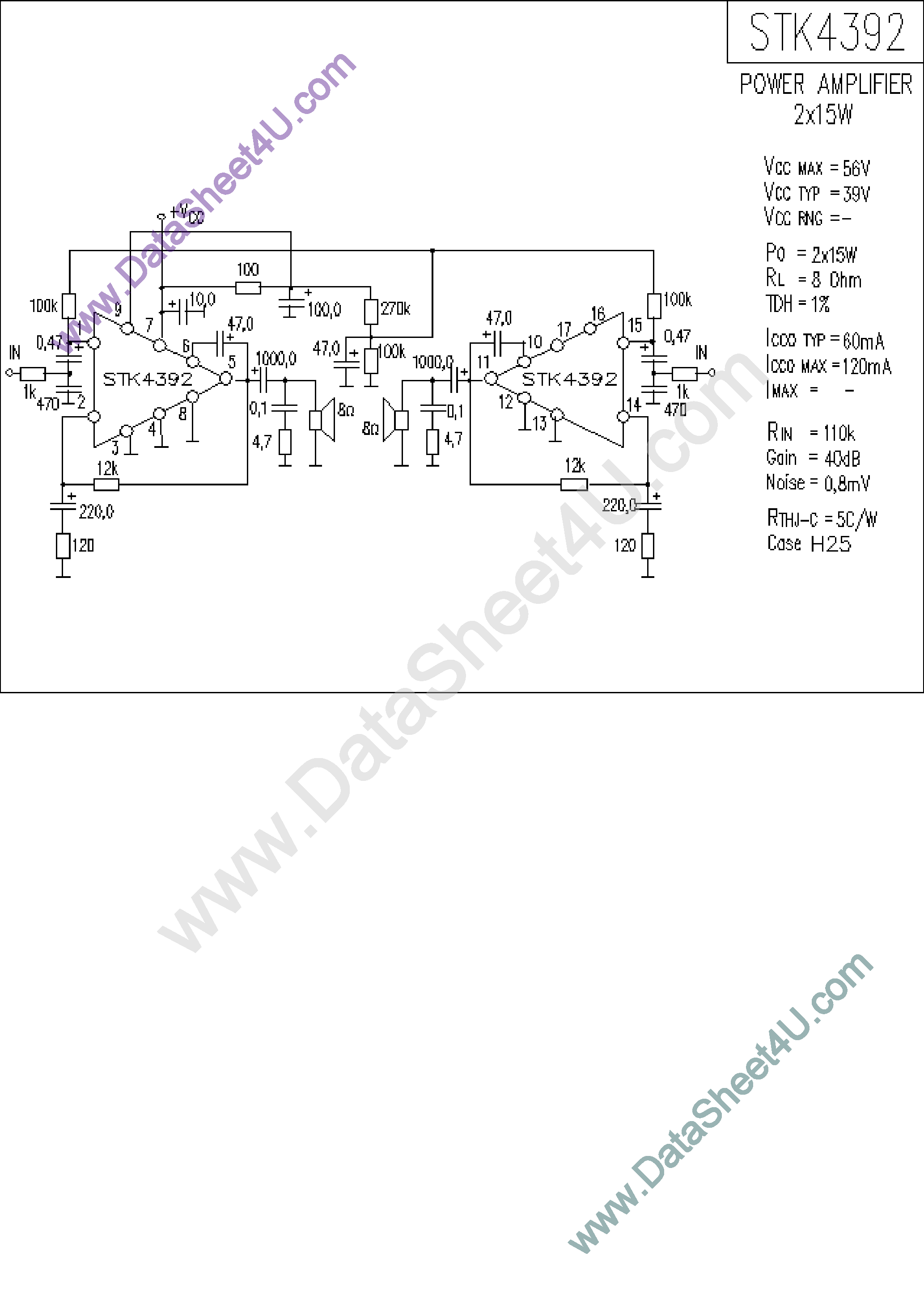 Datasheet STK4392 - Integrated circuit page 1