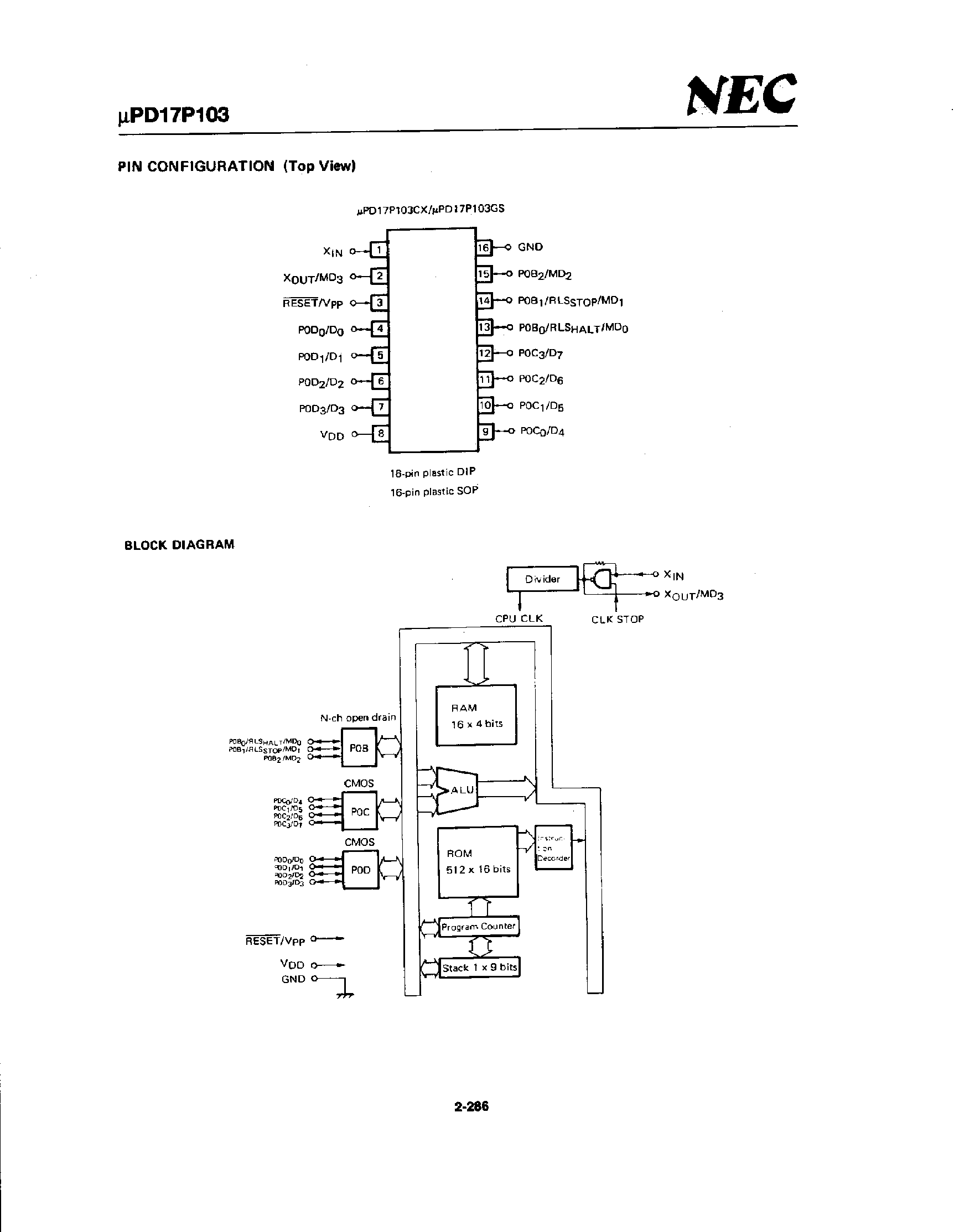 Datasheet UPD17103 - 4-Bit Single-Chip Microcontroller page 2