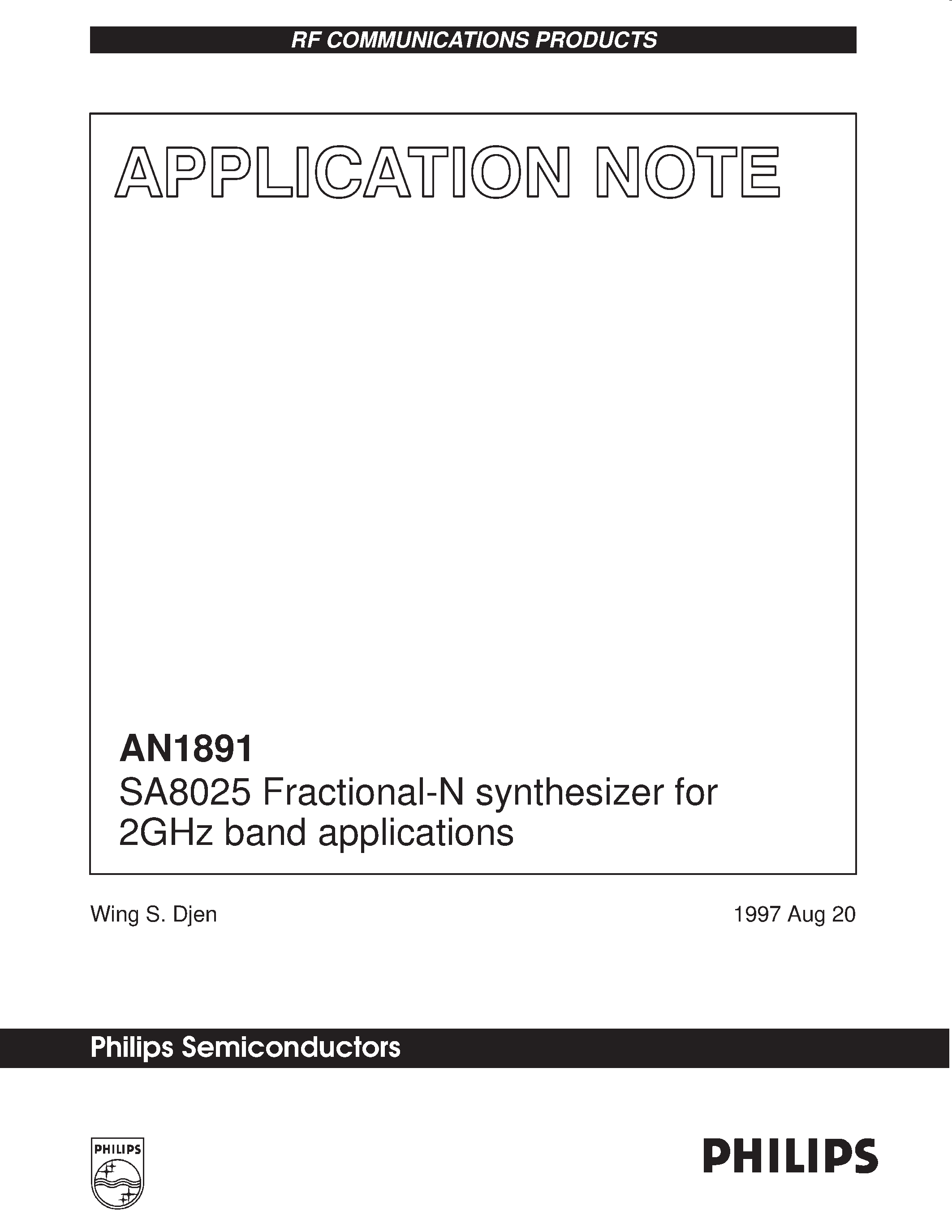 Даташит AN1891 - SA8025 Fractional-N Synthesizer страница 1