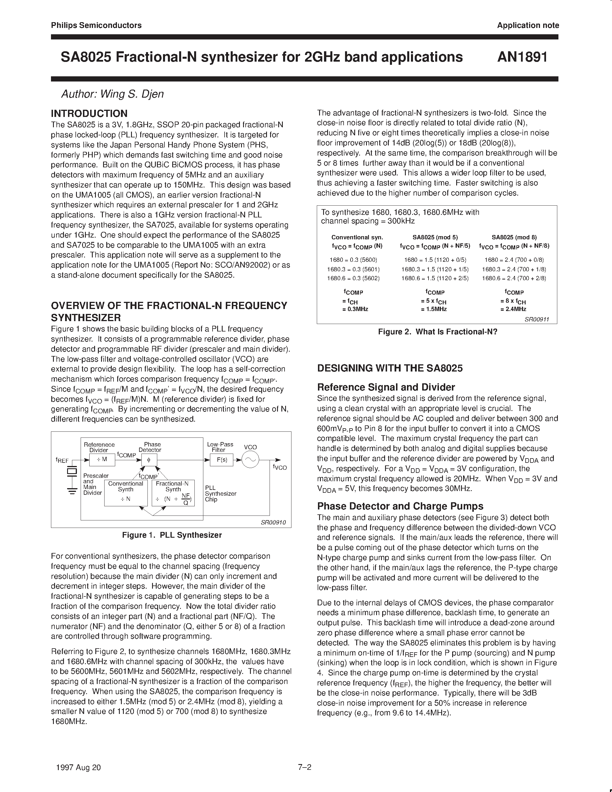 Даташит AN1891 - SA8025 Fractional-N Synthesizer страница 2