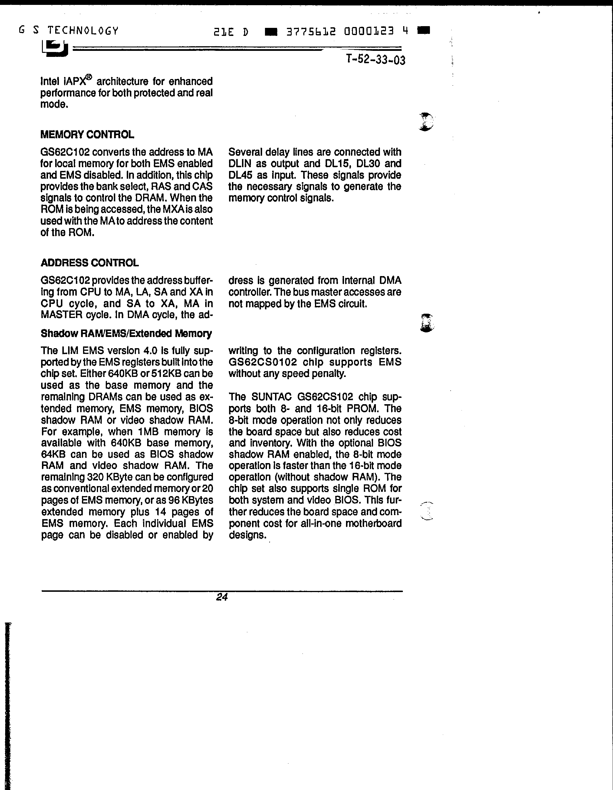 Datasheet GS62C102 - Memory / Address Controller page 2