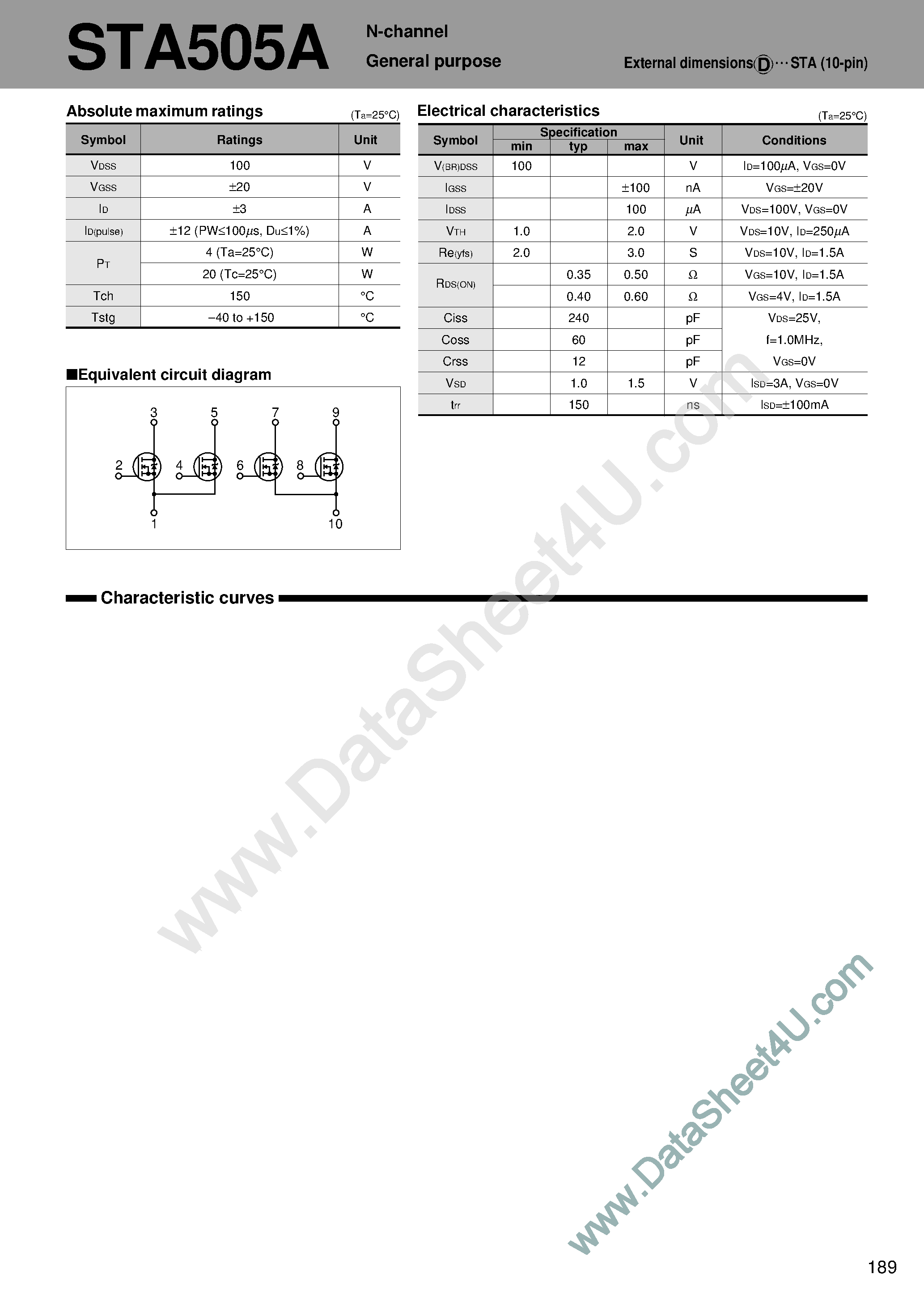 Даташит STA505A - N-channel General purpose страница 1