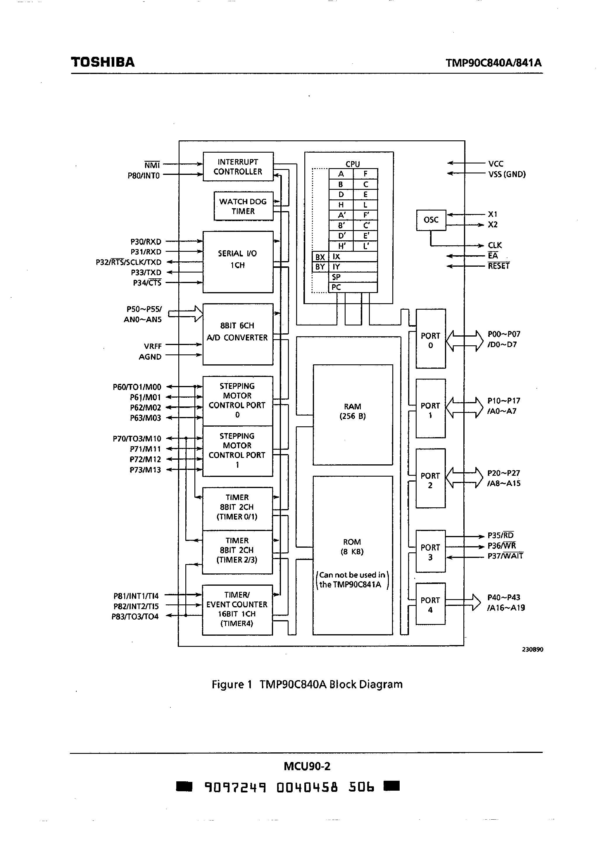 Даташит TMP90C840A - (TMP90C840A / TMP90C841A) CMOS 8-Bit Microcontrollers страница 2