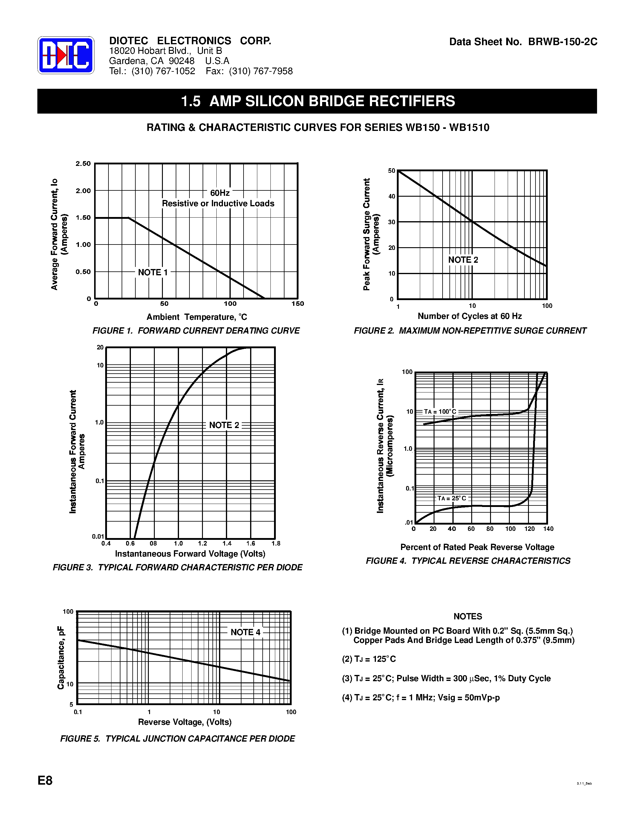 Datasheet WB150 - (WB150 - WB1510) 1.5 Amp Silicon Bridge Rectifiers page 2