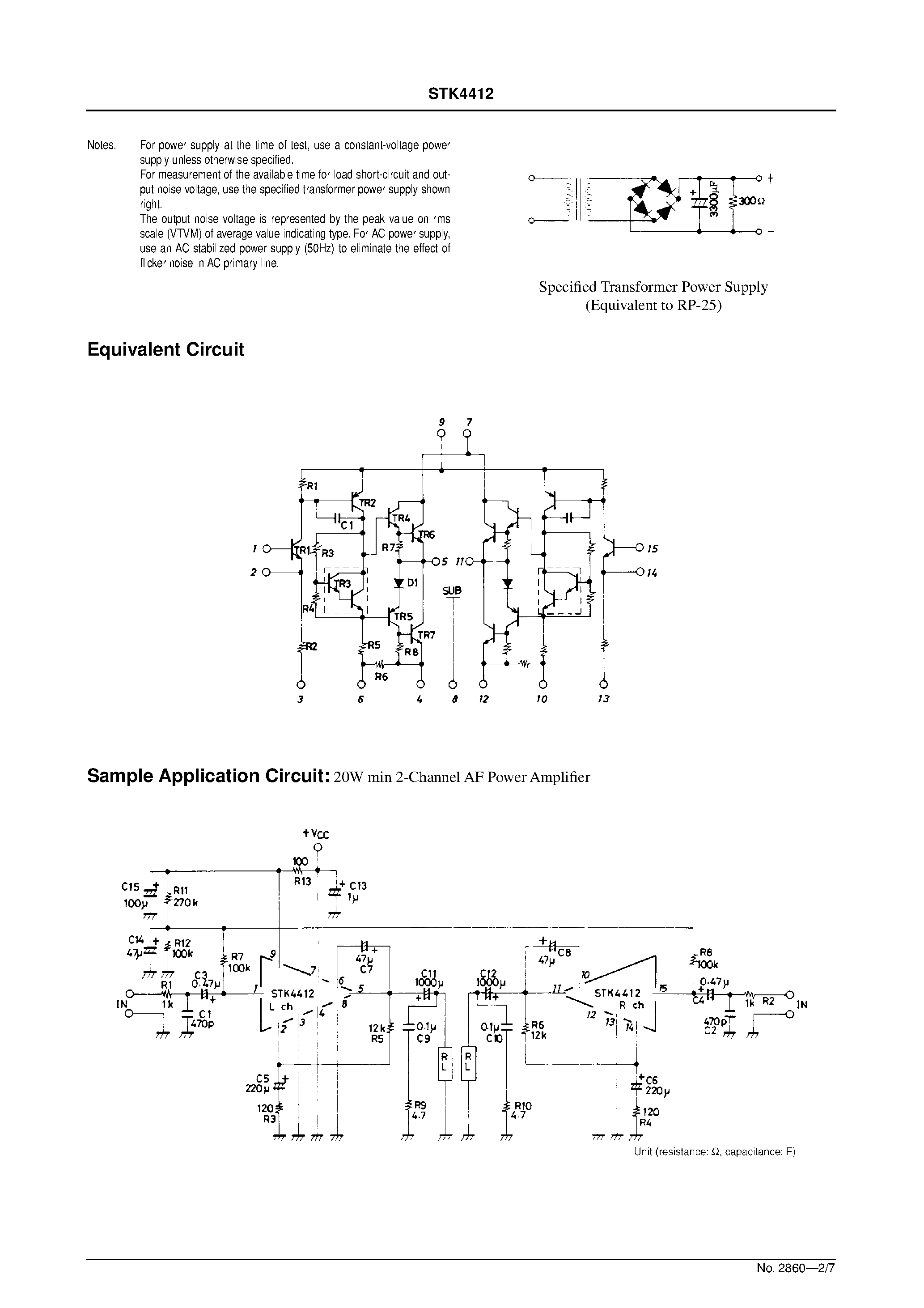 Даташит STK4412 - 2-Channel AF Power Amplifier страница 2