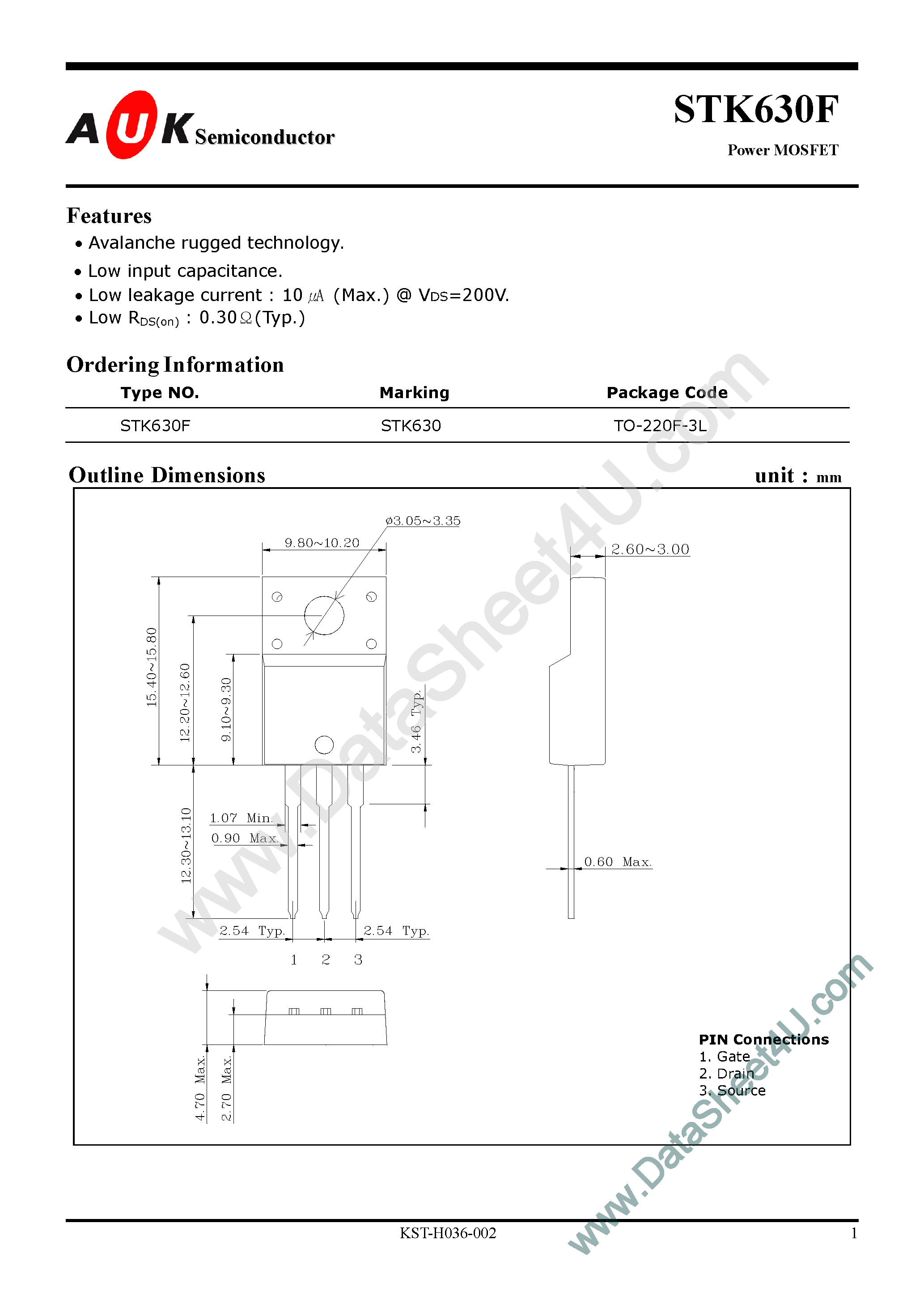 Datasheet STK630F - Power MOSFET page 1