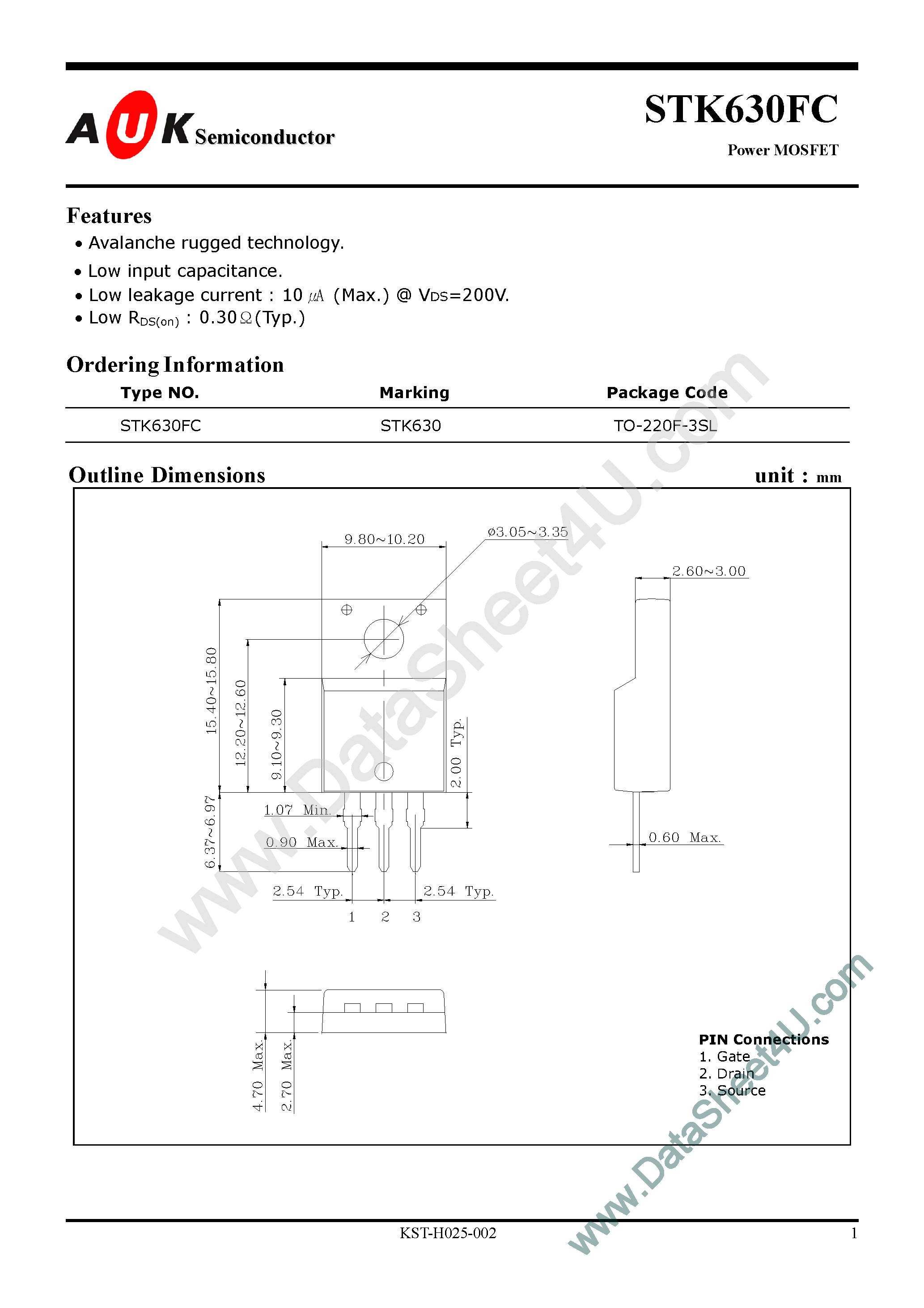 Datasheet STK630FC - Power MOSFET page 1