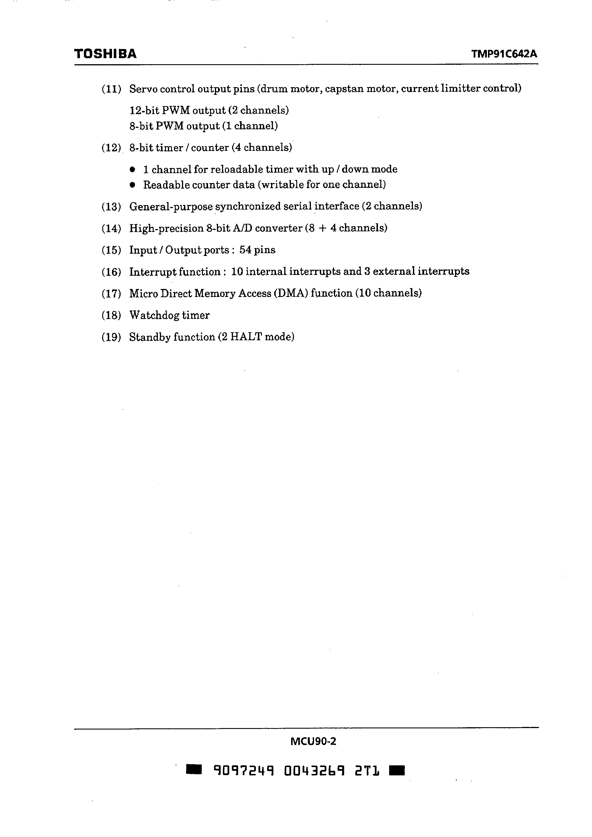 Даташит TMP91P642A - CMOS 8-Bit Microcontrollers страница 2