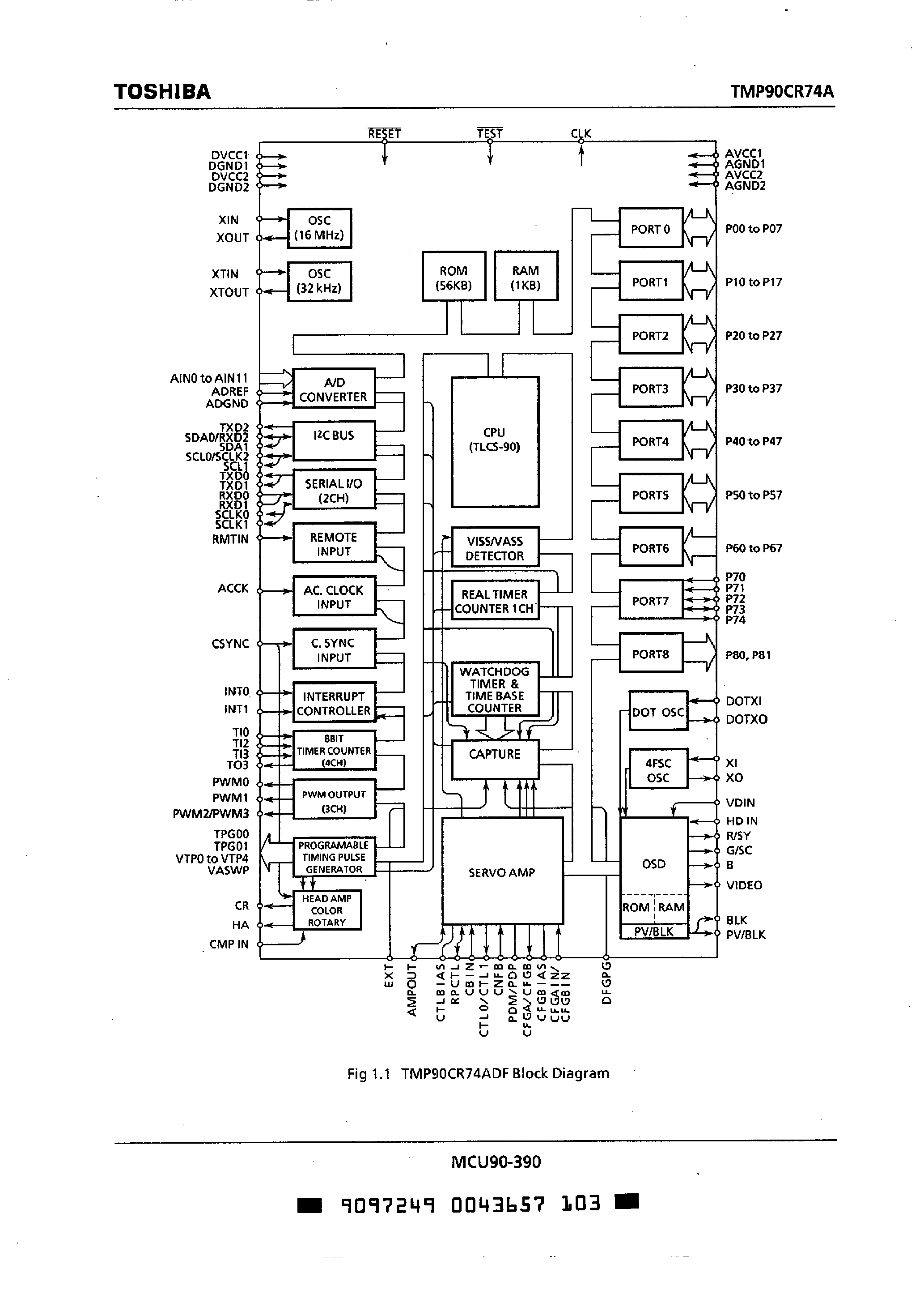 Даташит TMP90CR74ADF - CMOS 8-Bit Microcontroller страница 2