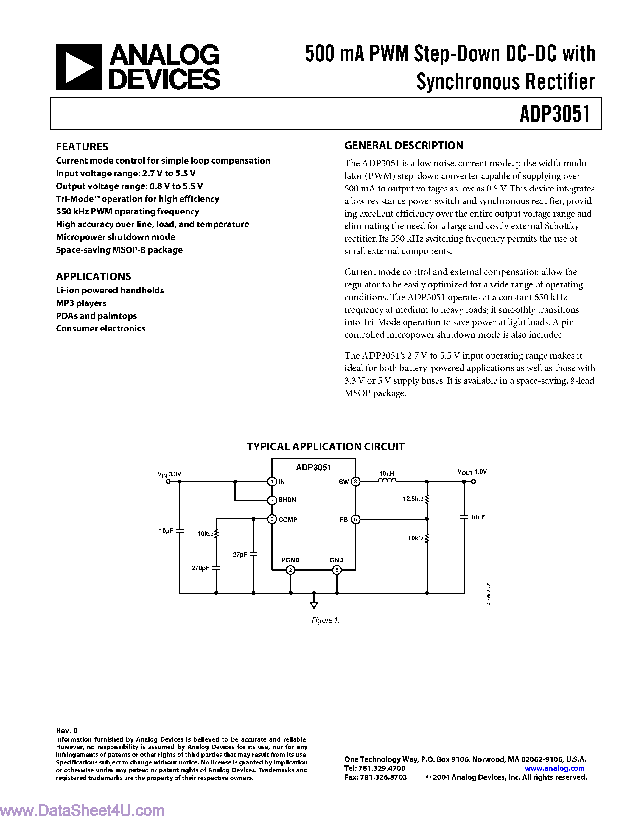 Даташит ADP3051 - PWM Step Down DC-DC страница 1