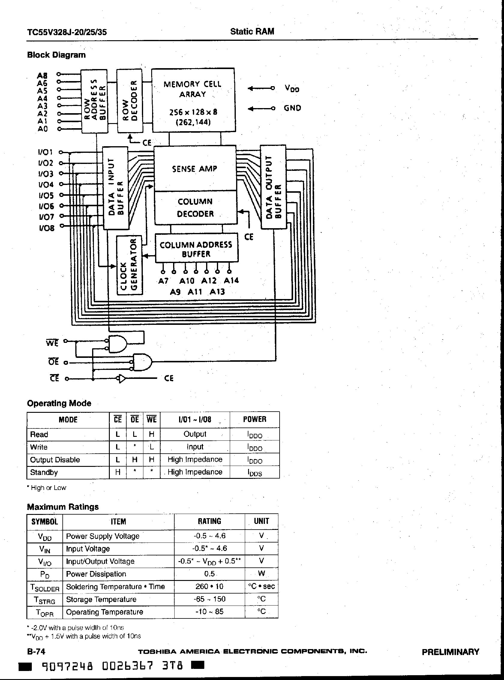 Datasheet TC55V328J - 8-Bit CMOS SRAM page 2