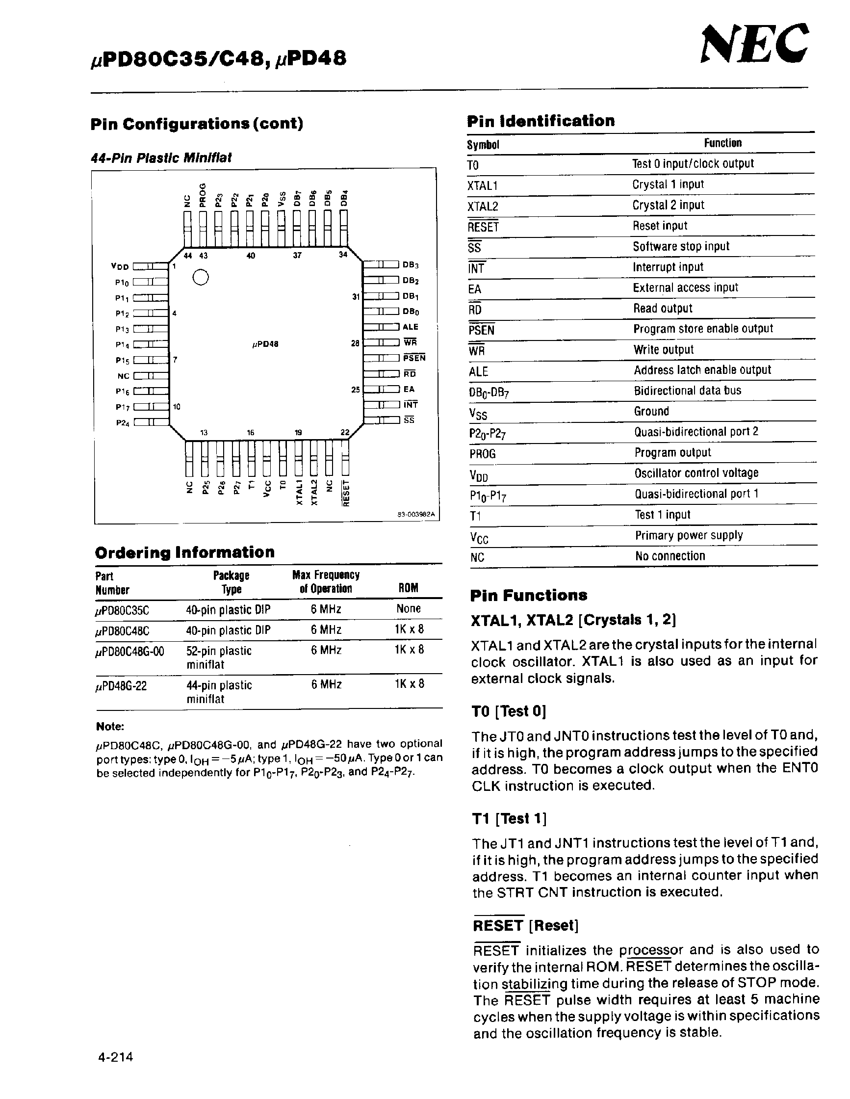 Даташит UPD80C35 - (UPD80C35 / UPD80C48) 8-Bit CMOS Microcomputers страница 2