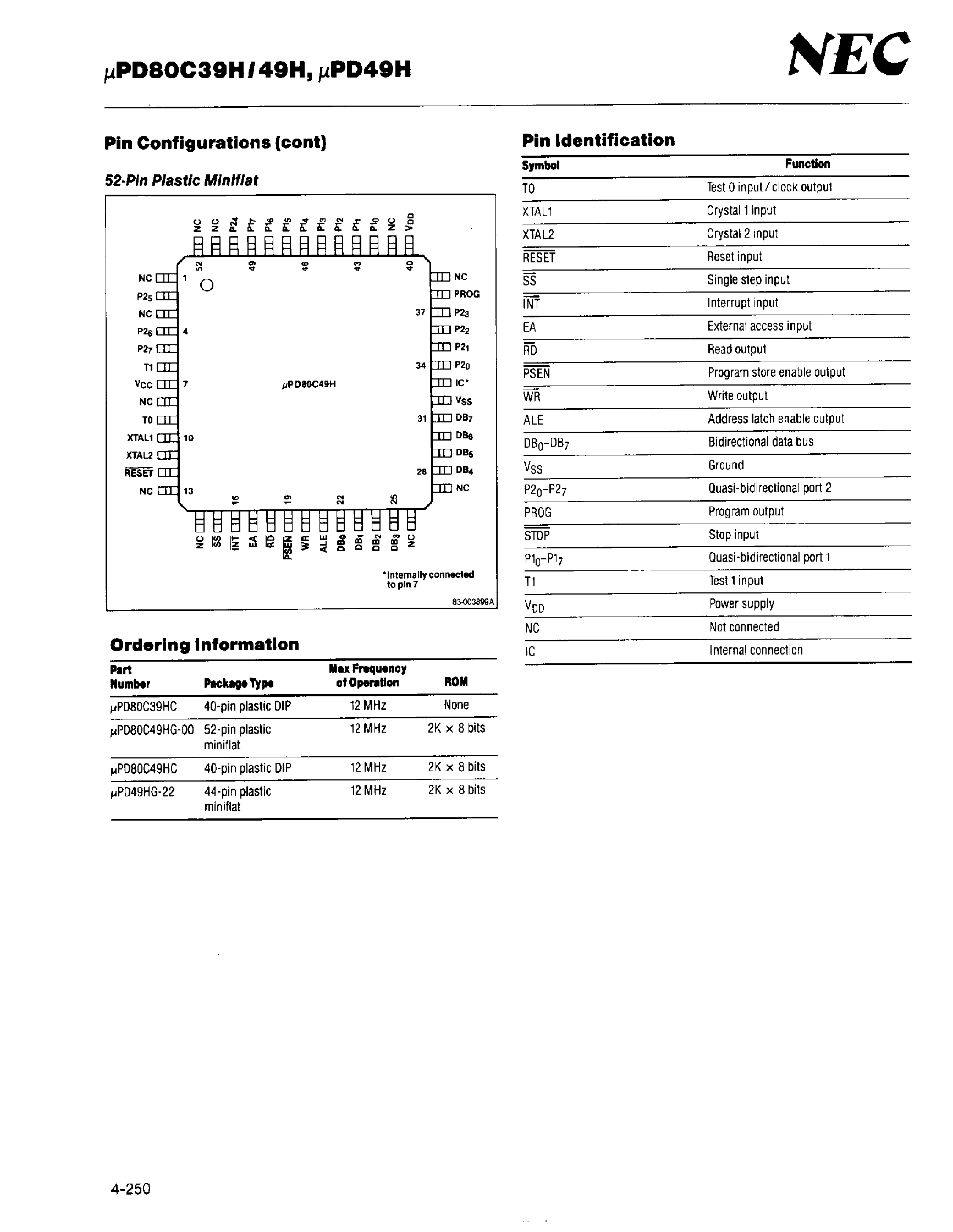 Даташит UPD80C39H - (UPD80C39H / UPD80C49H) High Speed 8-Bit CMOS Microcomputers страница 2