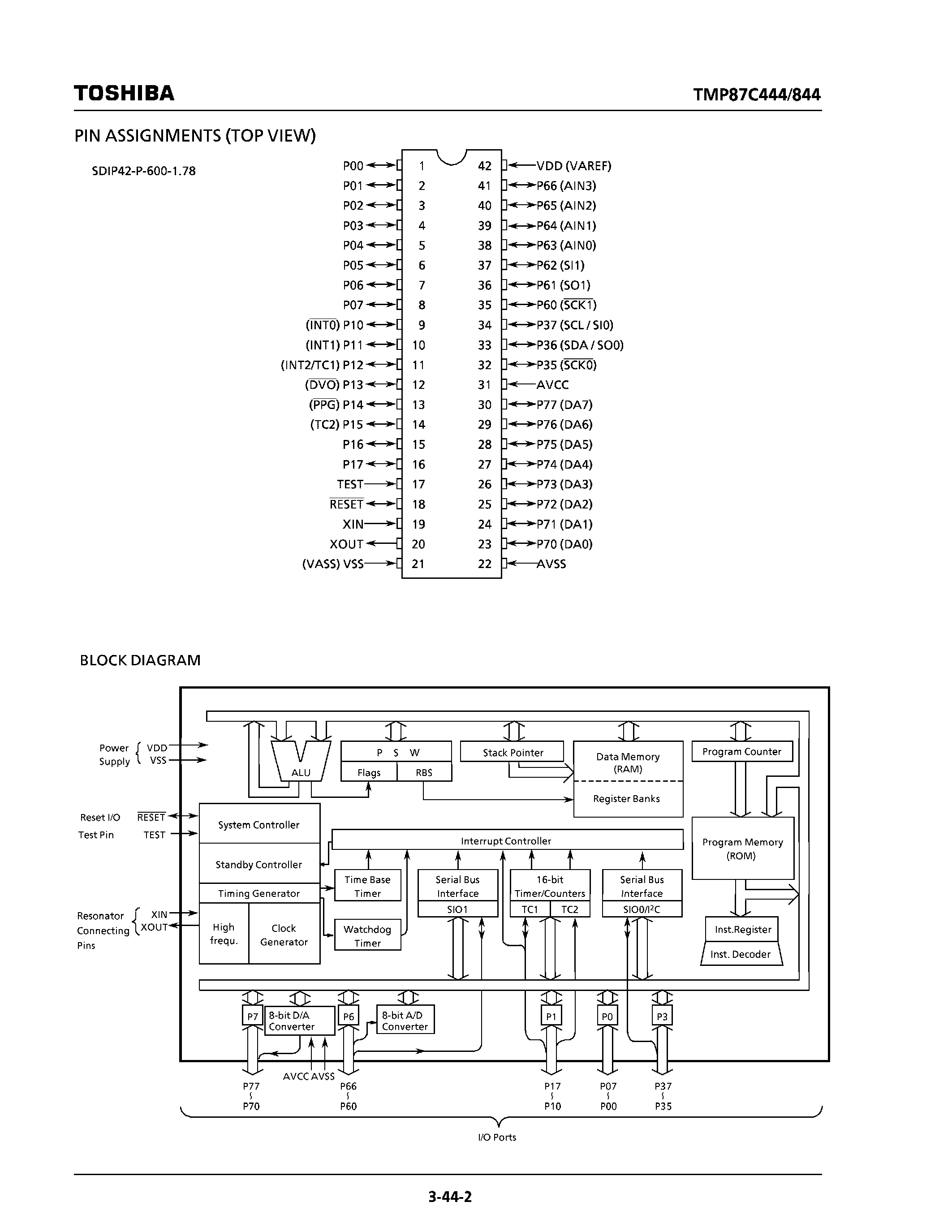 Datasheet TMP87C444 - (TMP87Cx44) CMOS 8-Bit Microcontroller page 2