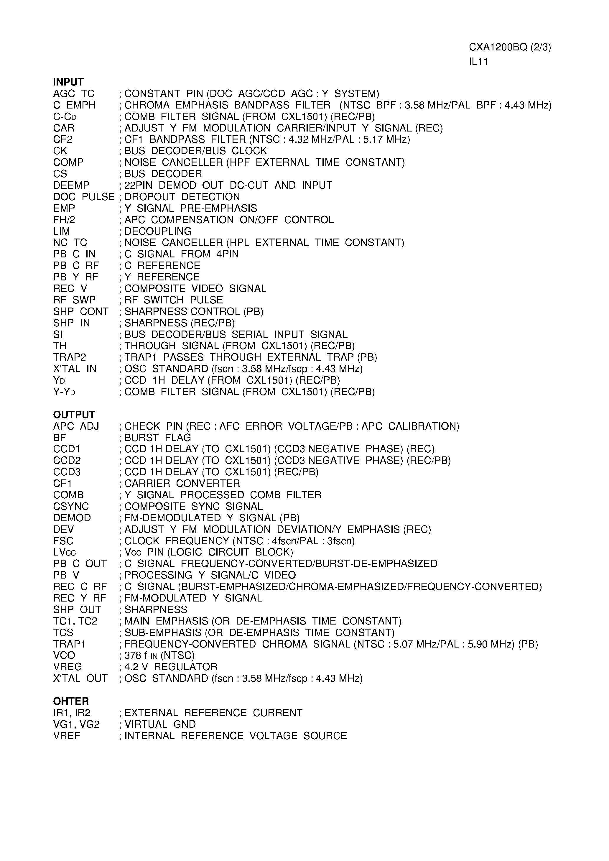 Даташит CXA1200BQ - VCR Brightness and Color Signal Processor страница 2