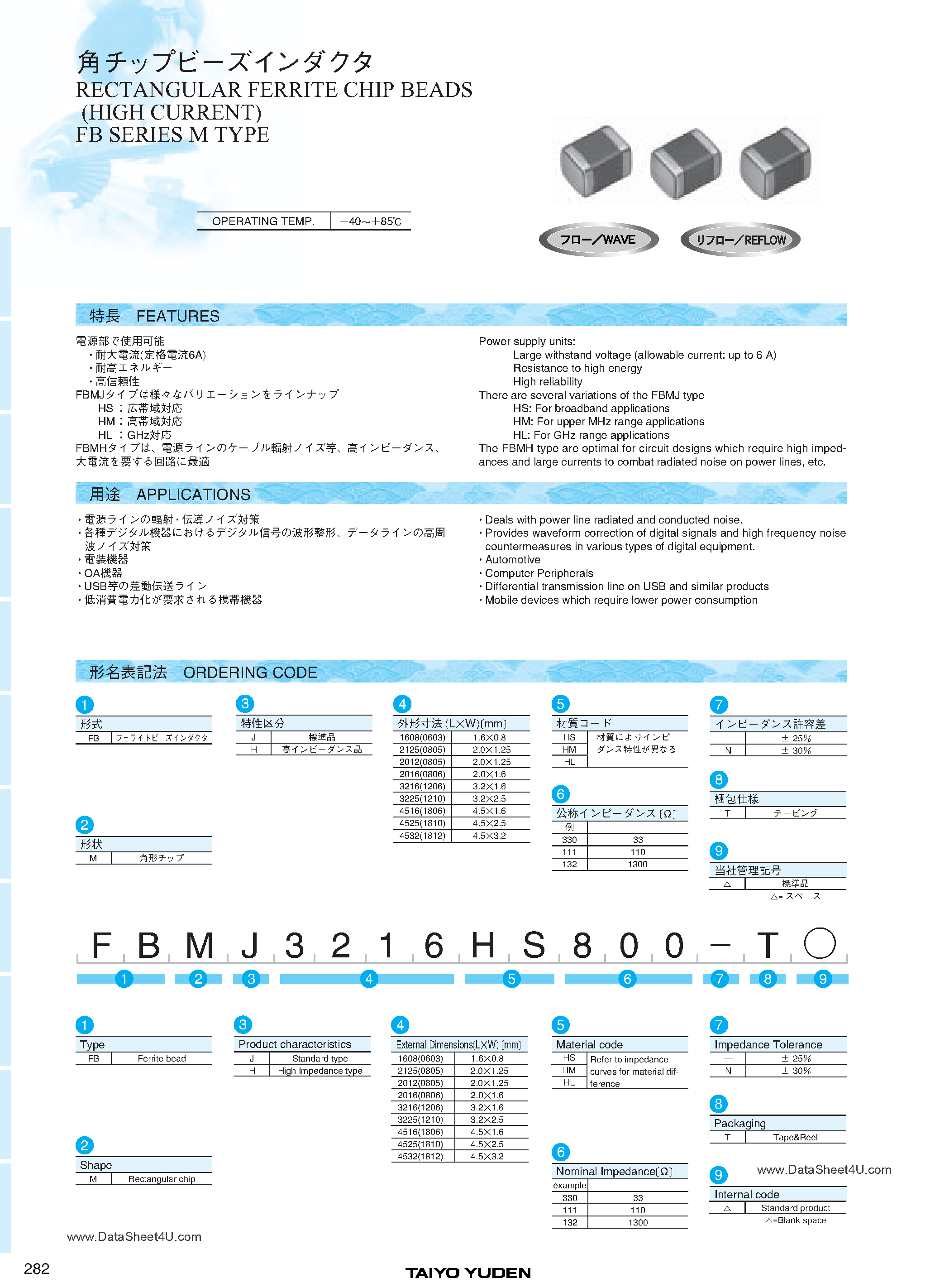 Даташит FBMHxxxxxxxxx - (FB Series M Type) Rectangular Ferrite Chip Beads страница 1