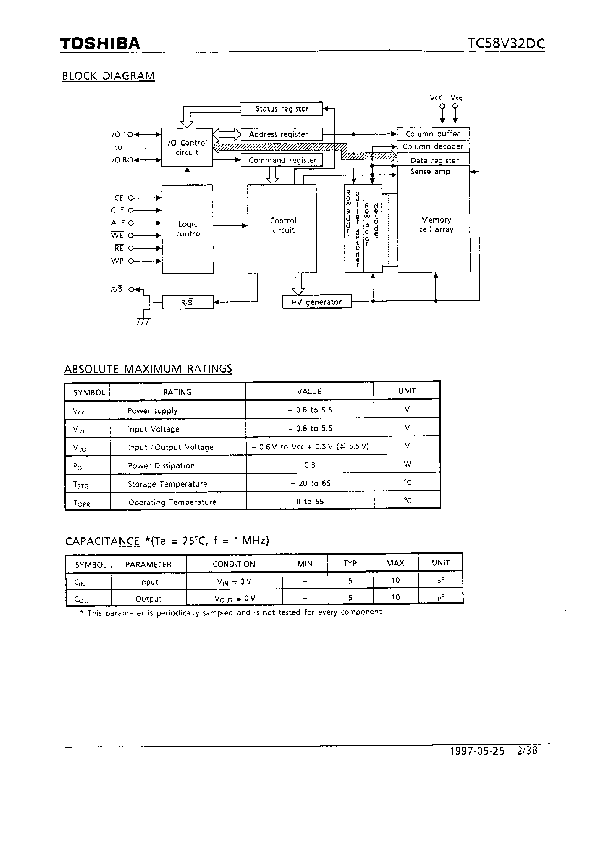 Datasheet TC58V32DC - 32M-Bit CMOS NAND EPROM page 2