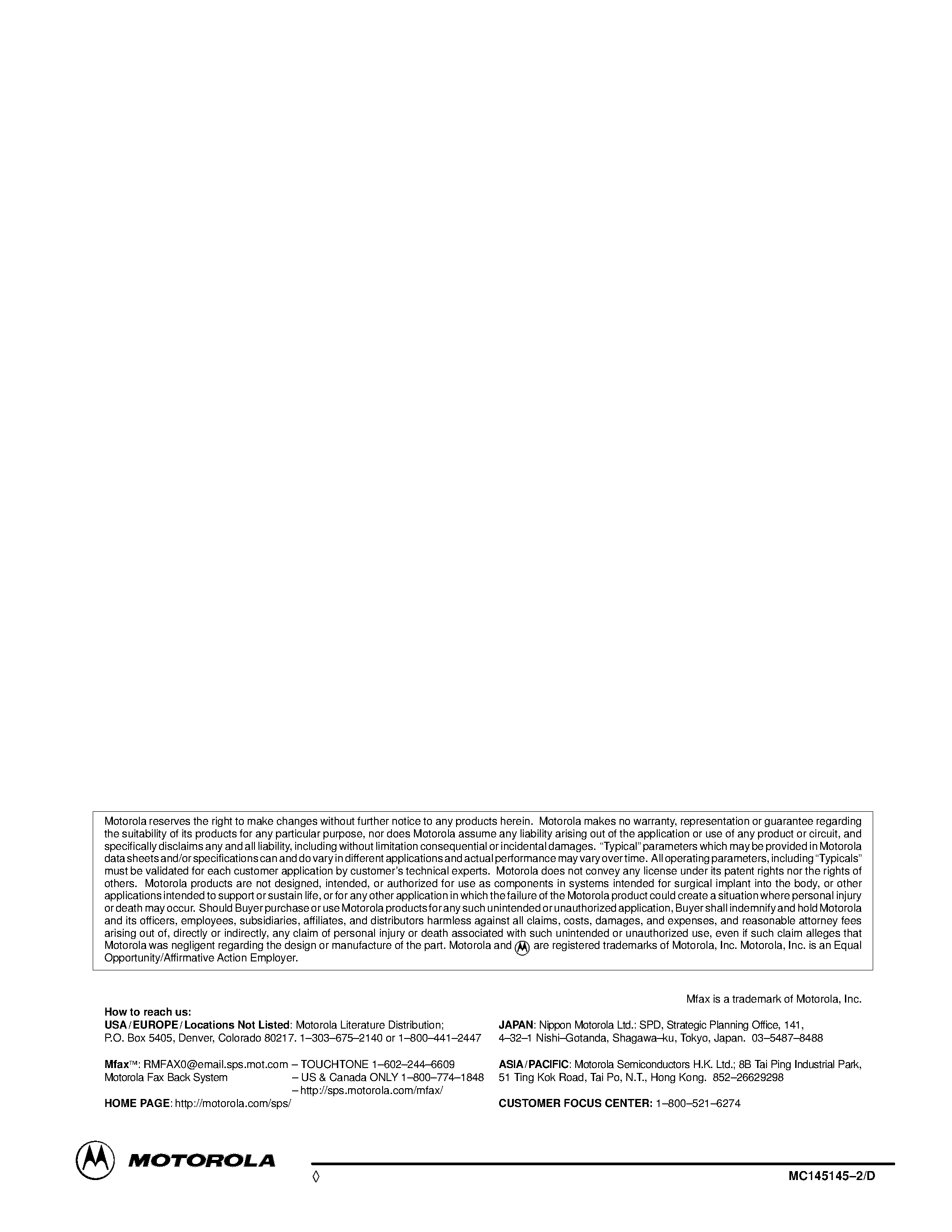 Даташит MC145145-2 - 4-Bit Data Bus Input PLL Frequency Synthesizer страница 2