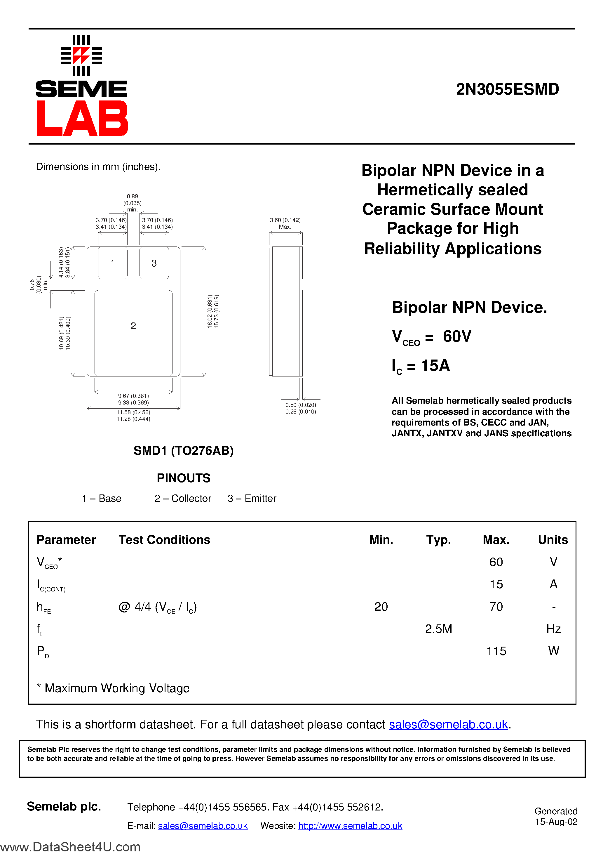 N2 SMD Datasheet. 40n05 SMD Datasheet. Bux48. 2n3055 Datasheet.