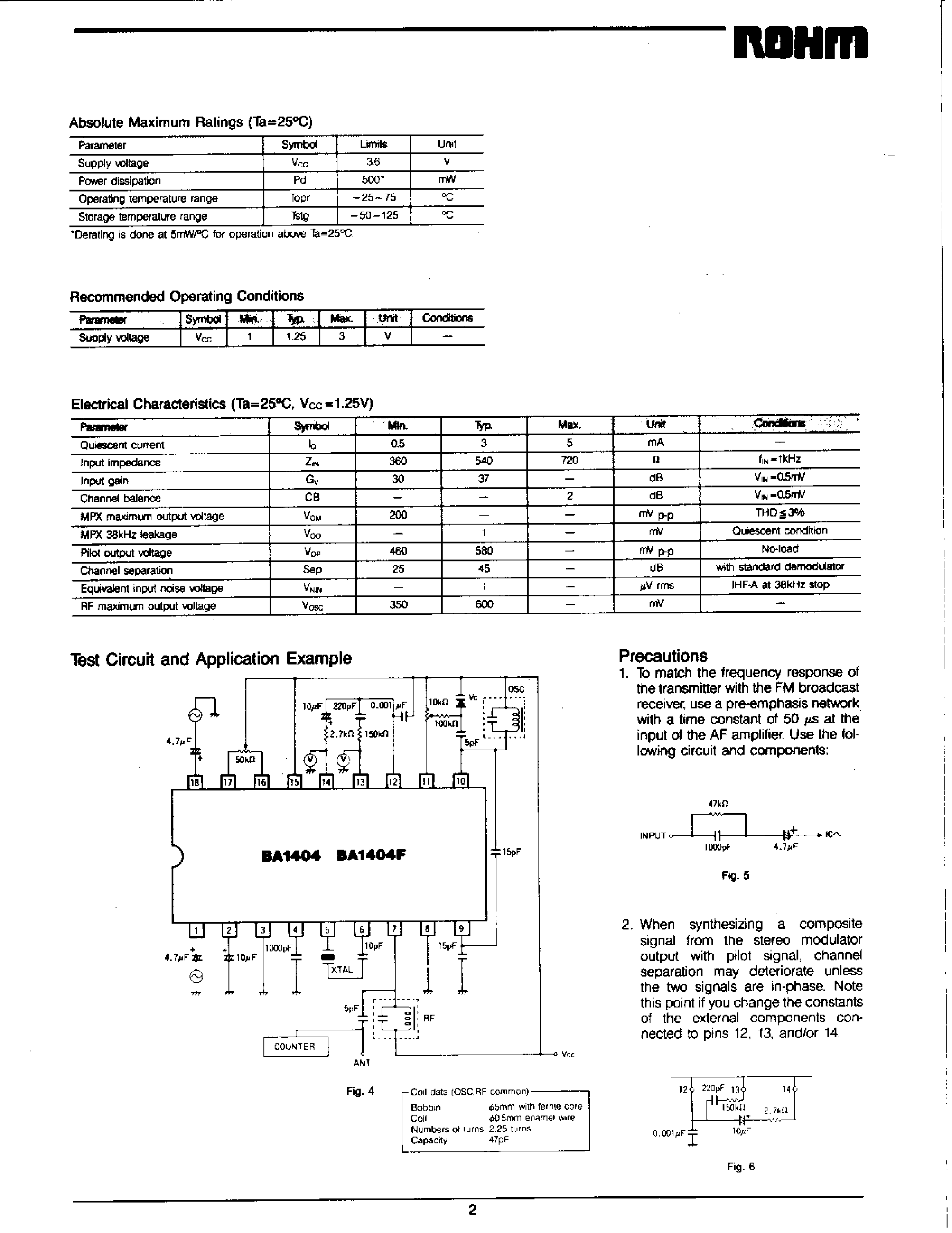 Datasheet BA1404 - Stereo Transmitters (English Version) page 2