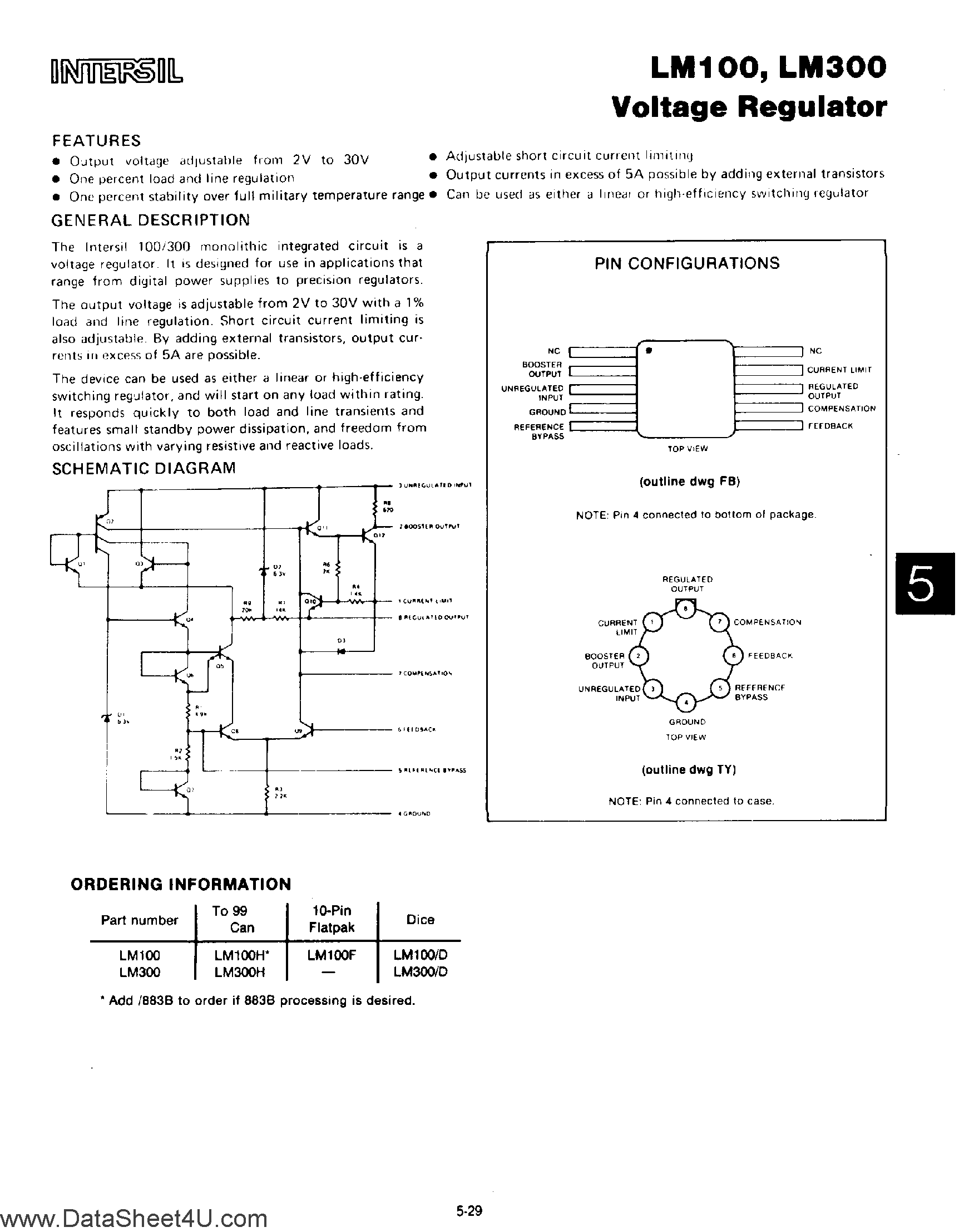 Datasheet LM300 - Voltage Regulator page 1