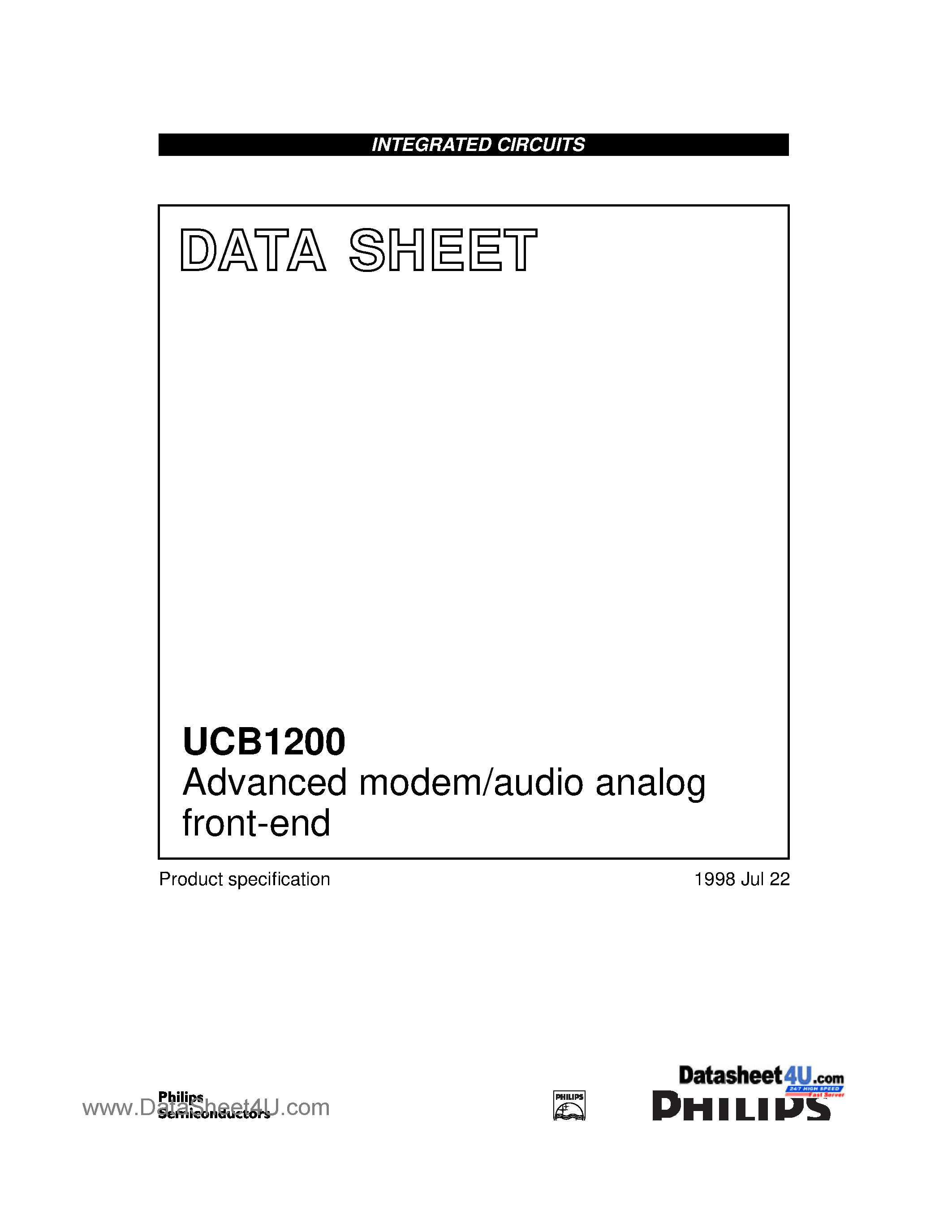 Даташит UCB1200 - Advanced modem/audio analog front-end страница 1