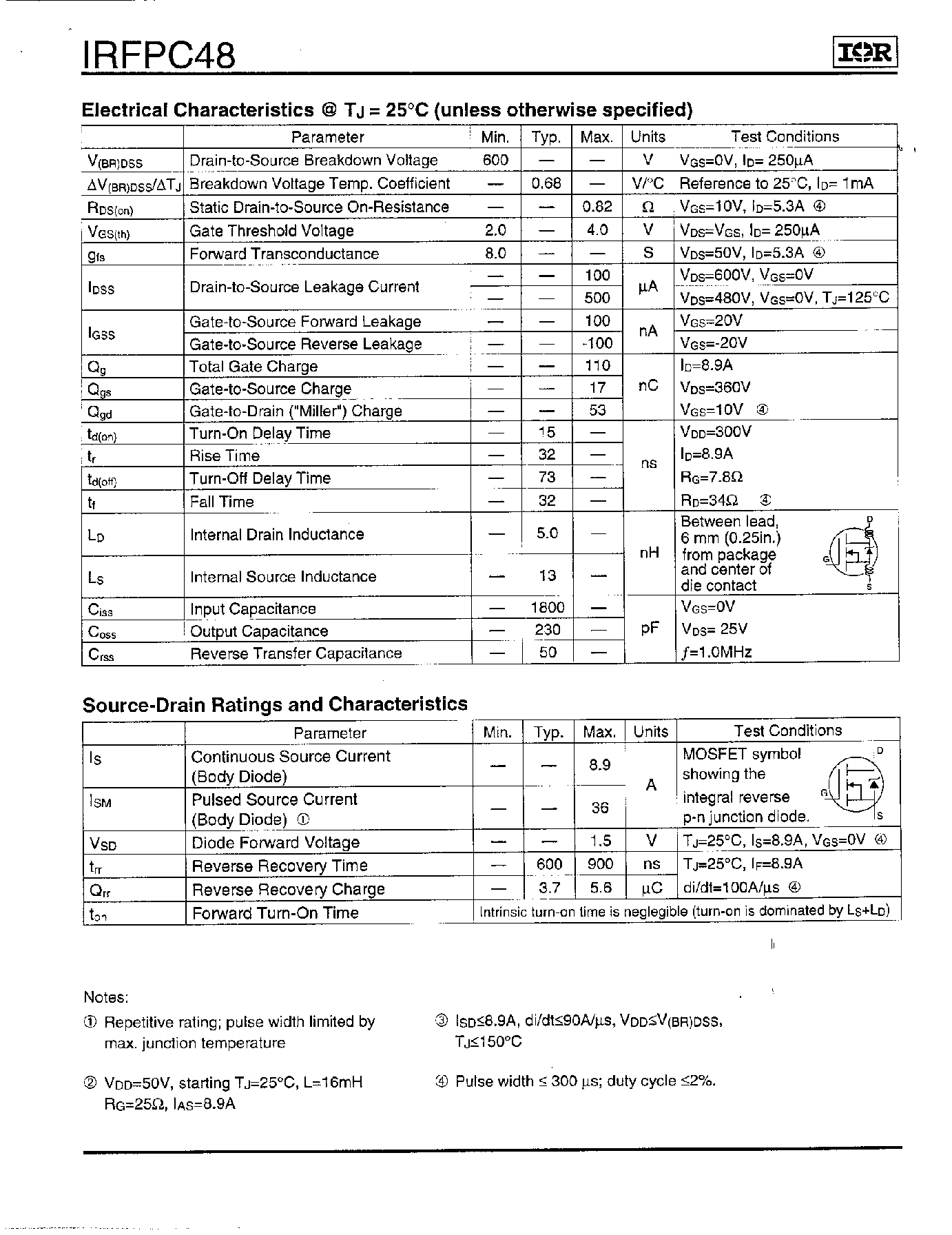 Datasheet IRFPC48 - Power MOSFET page 2