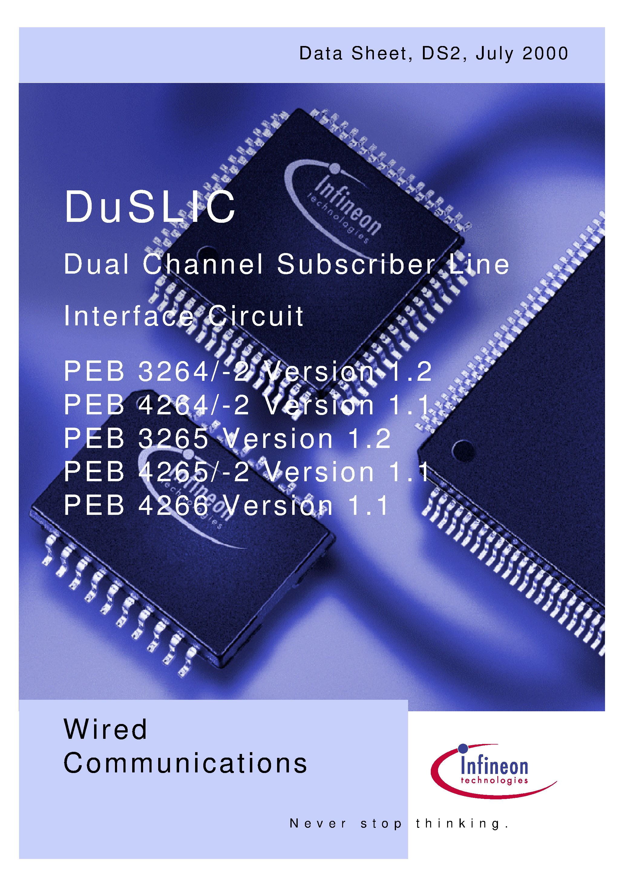 Даташит PEB4265 - (PEB326x / PEB426x) Dual Channel Slicofi-2 / Slic Duslic страница 1