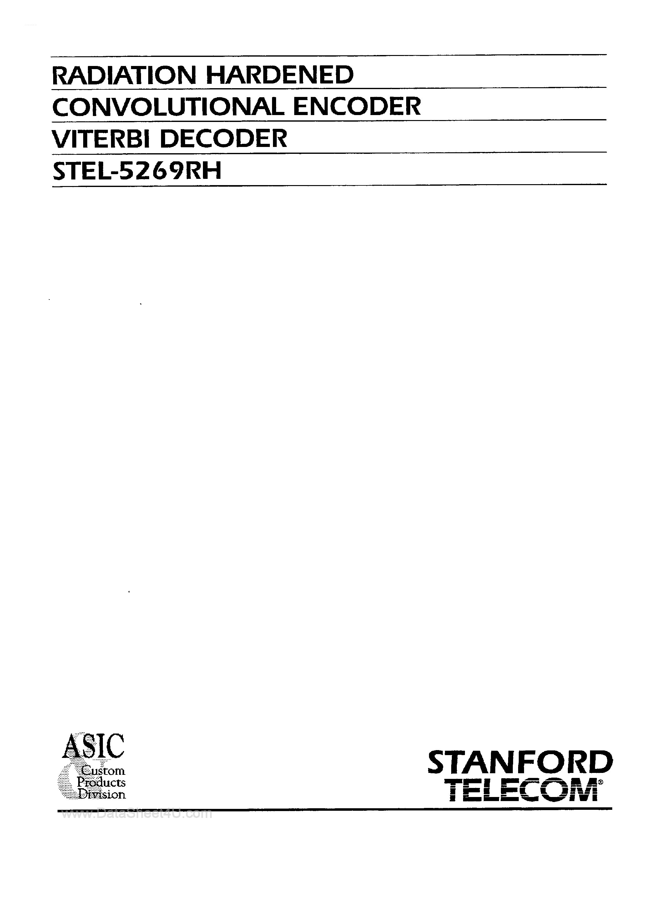 Даташит STEL-5269RH - Radiation Hardened Convolutional Encoder Viterbi Decoder страница 1