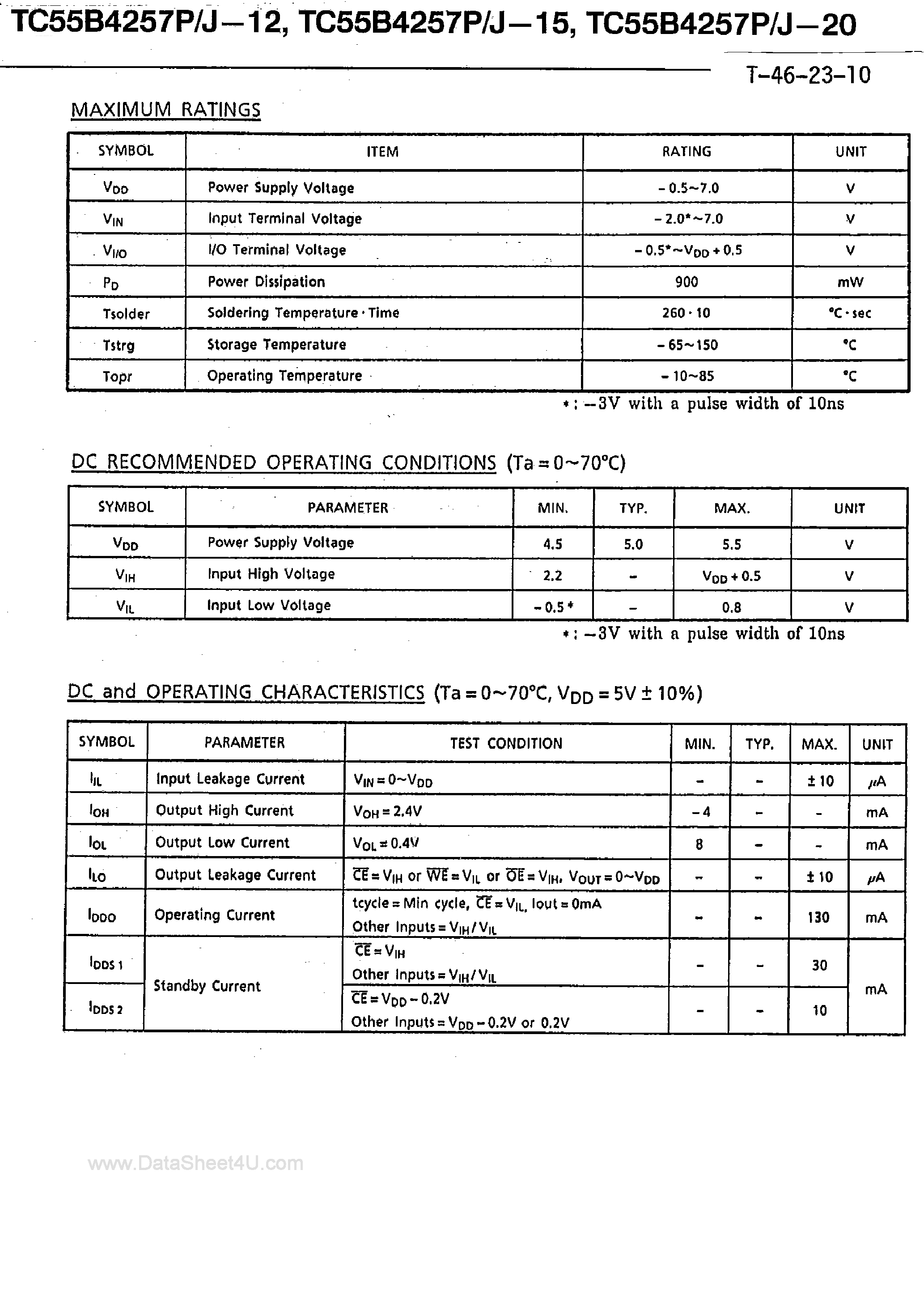 Datasheet TC55B4257J - 256K x 4-Bit BiCMOS Static RAM page 2