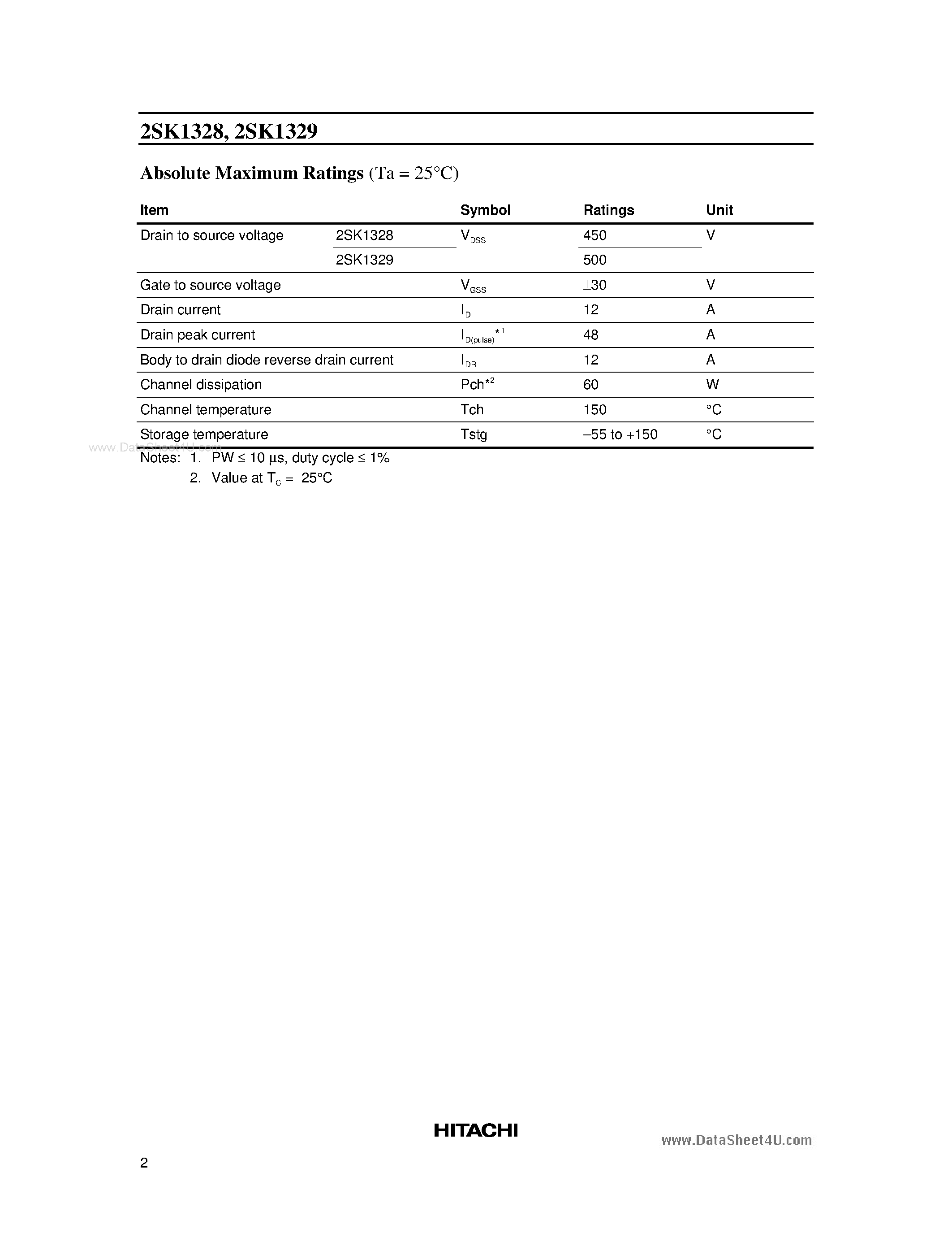 Datasheet K1329 - Search -----> 2SK1329 page 2