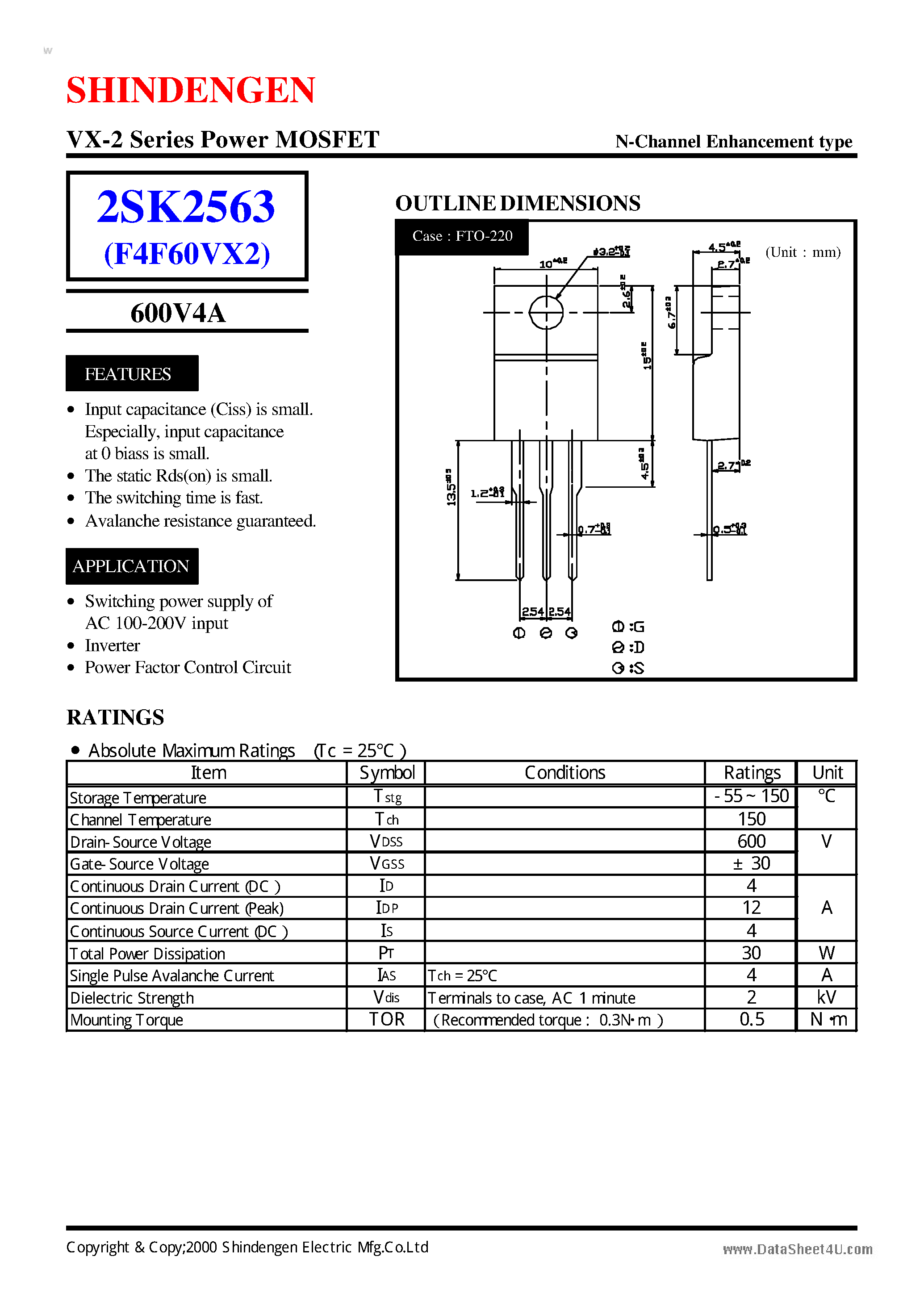 Datasheet K2563 - Search -----> 2SK2563 page 1