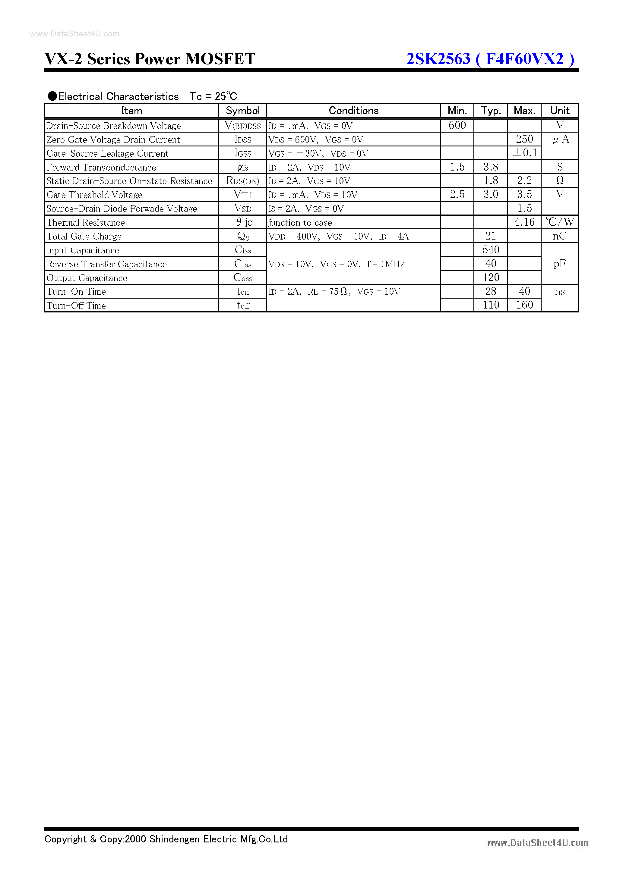 Datasheet K2563 - Search -----> 2SK2563 page 2