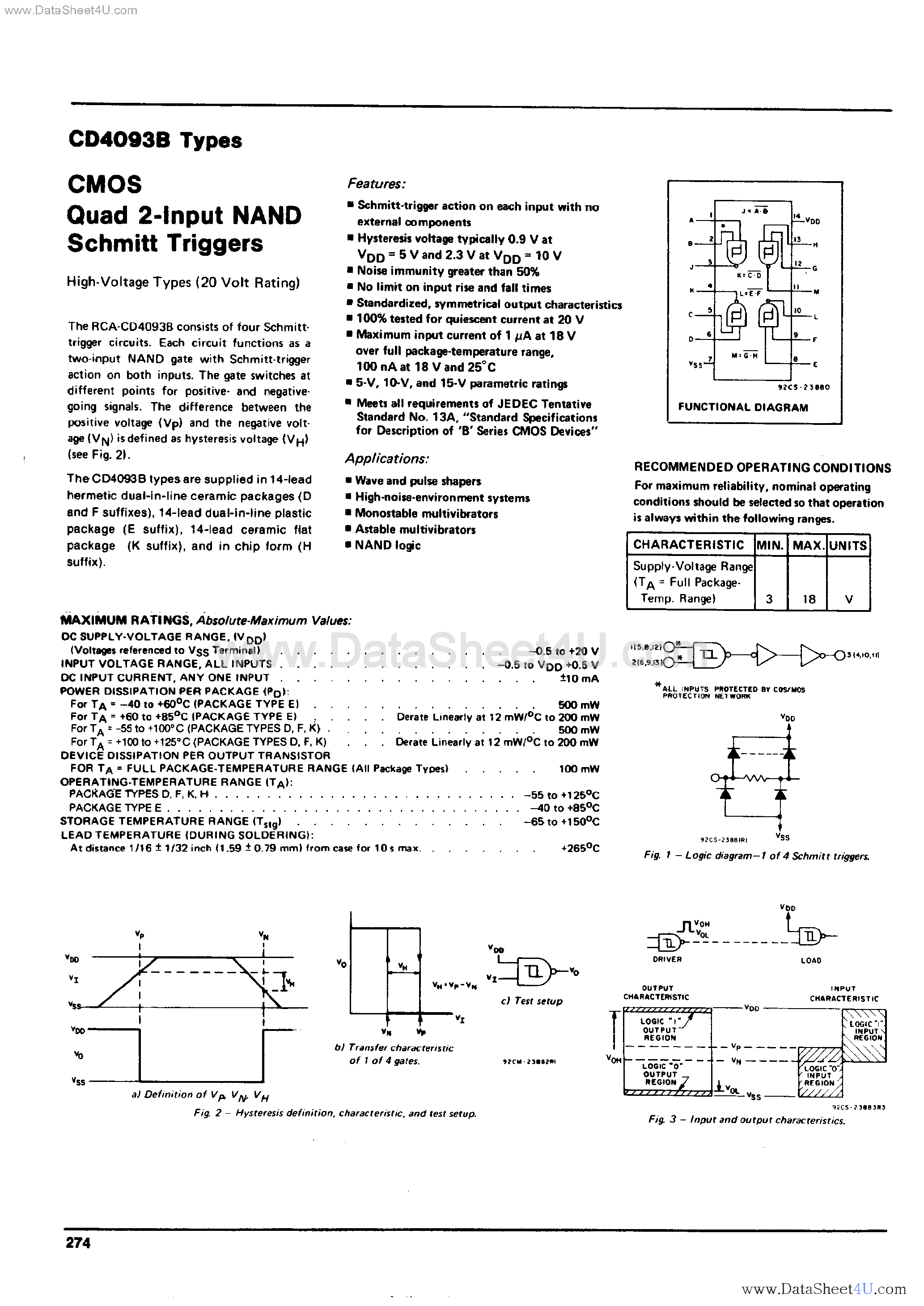 Cd4093 datasheet на русском схема