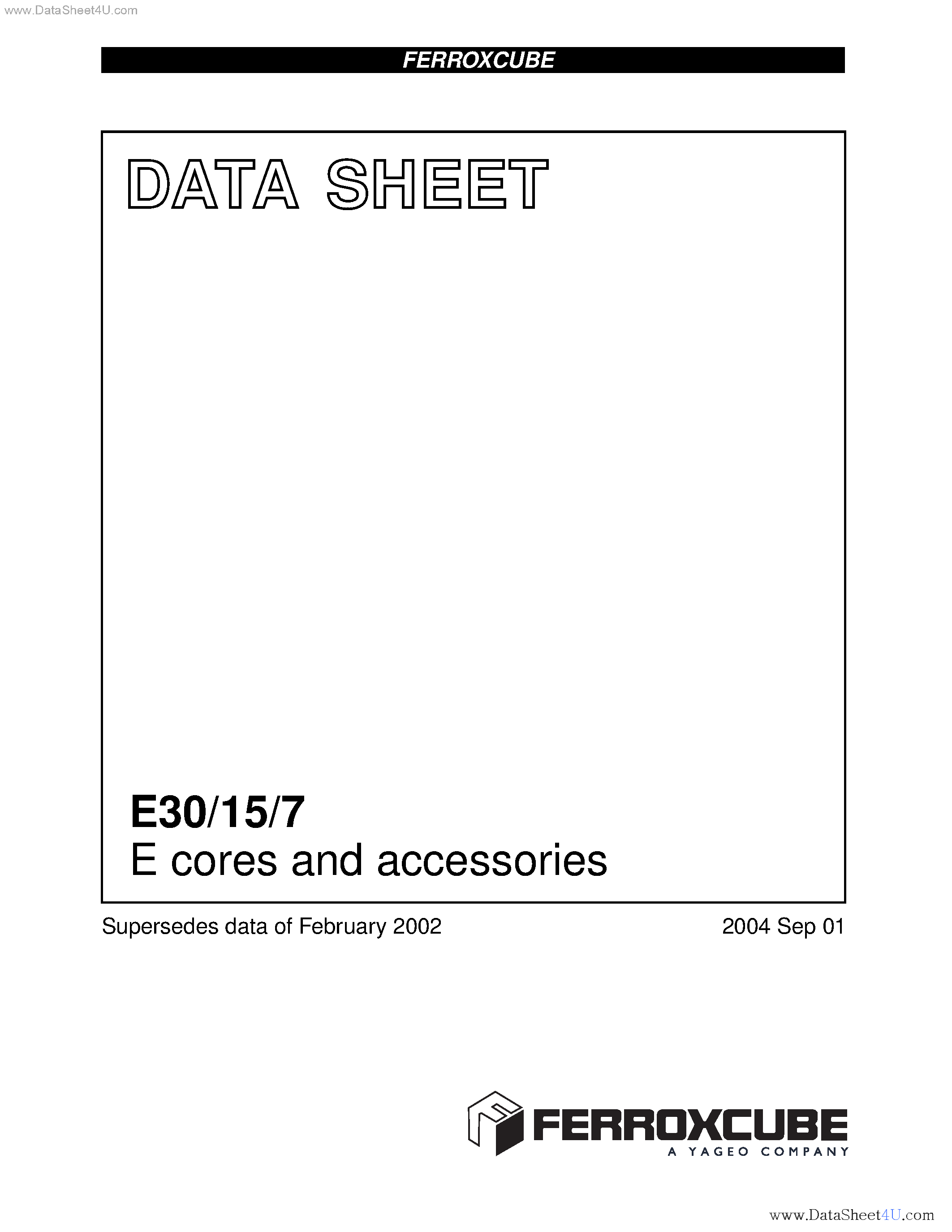 Datasheet CSH-E30 - E Cores and Accessories page 1