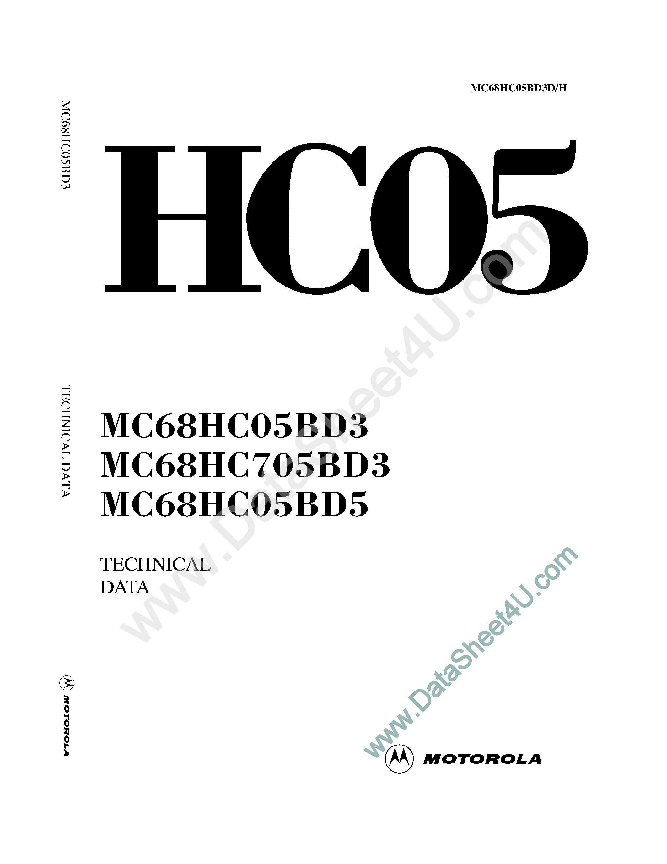 Datasheet MC68HC05BD3 - (MC68HCx05BDx) Microcontrollers page 1