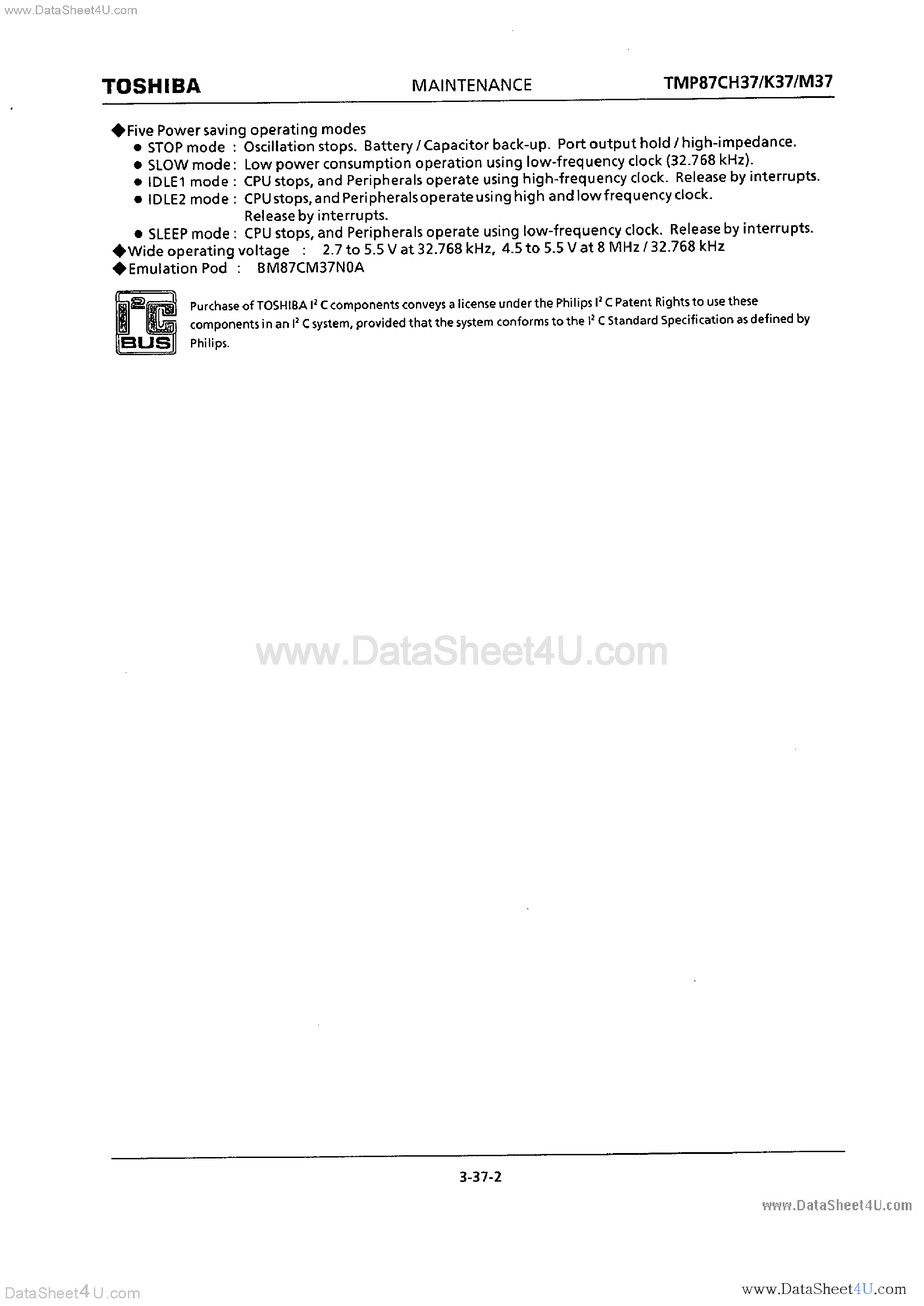 Datasheet TMP87CH37N - (TMP87Cx37N) CMOS 8-Bit Microcontroller page 2