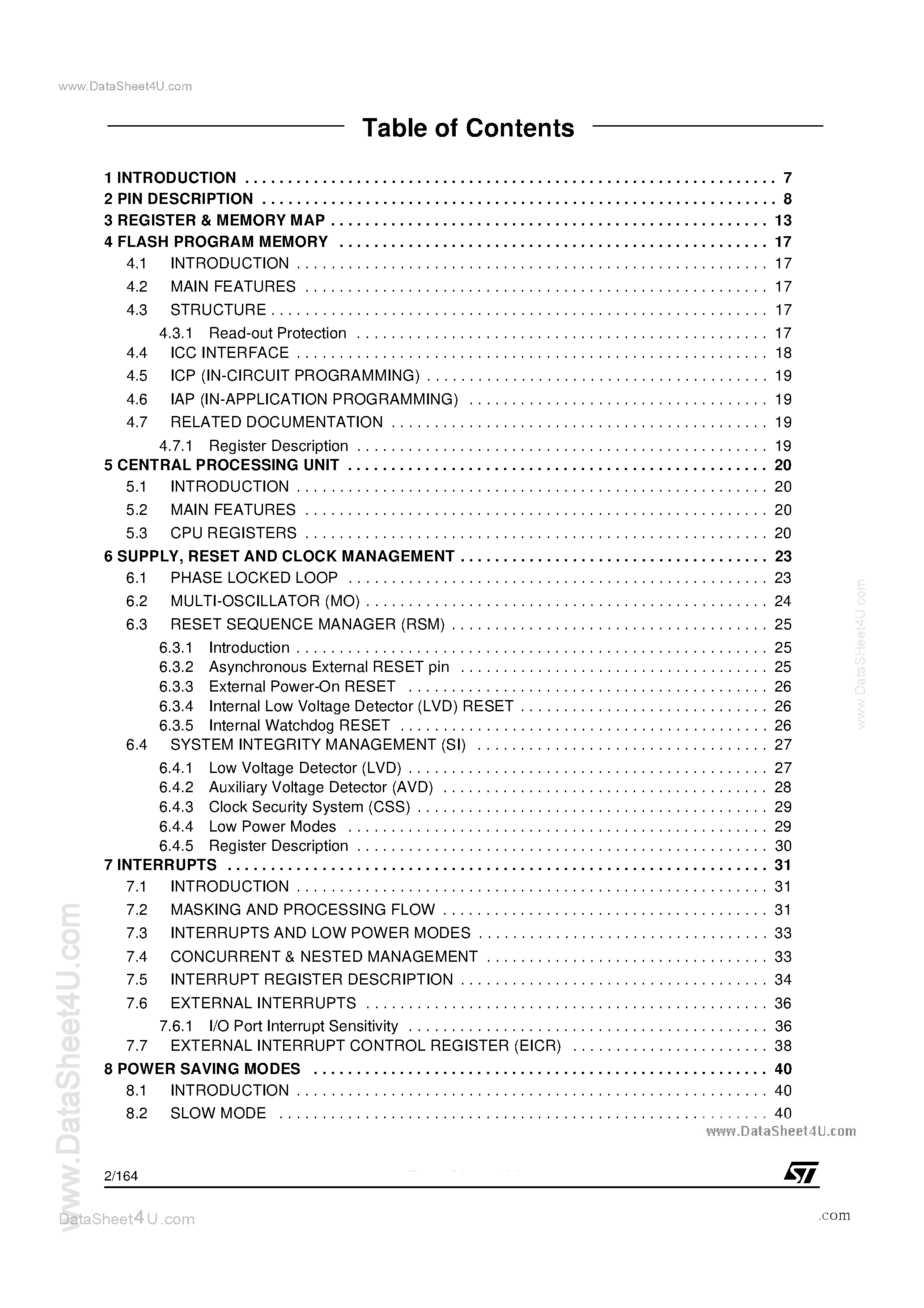 Даташит ST72F324 - 5V RANGE 8-BIT MCU страница 2