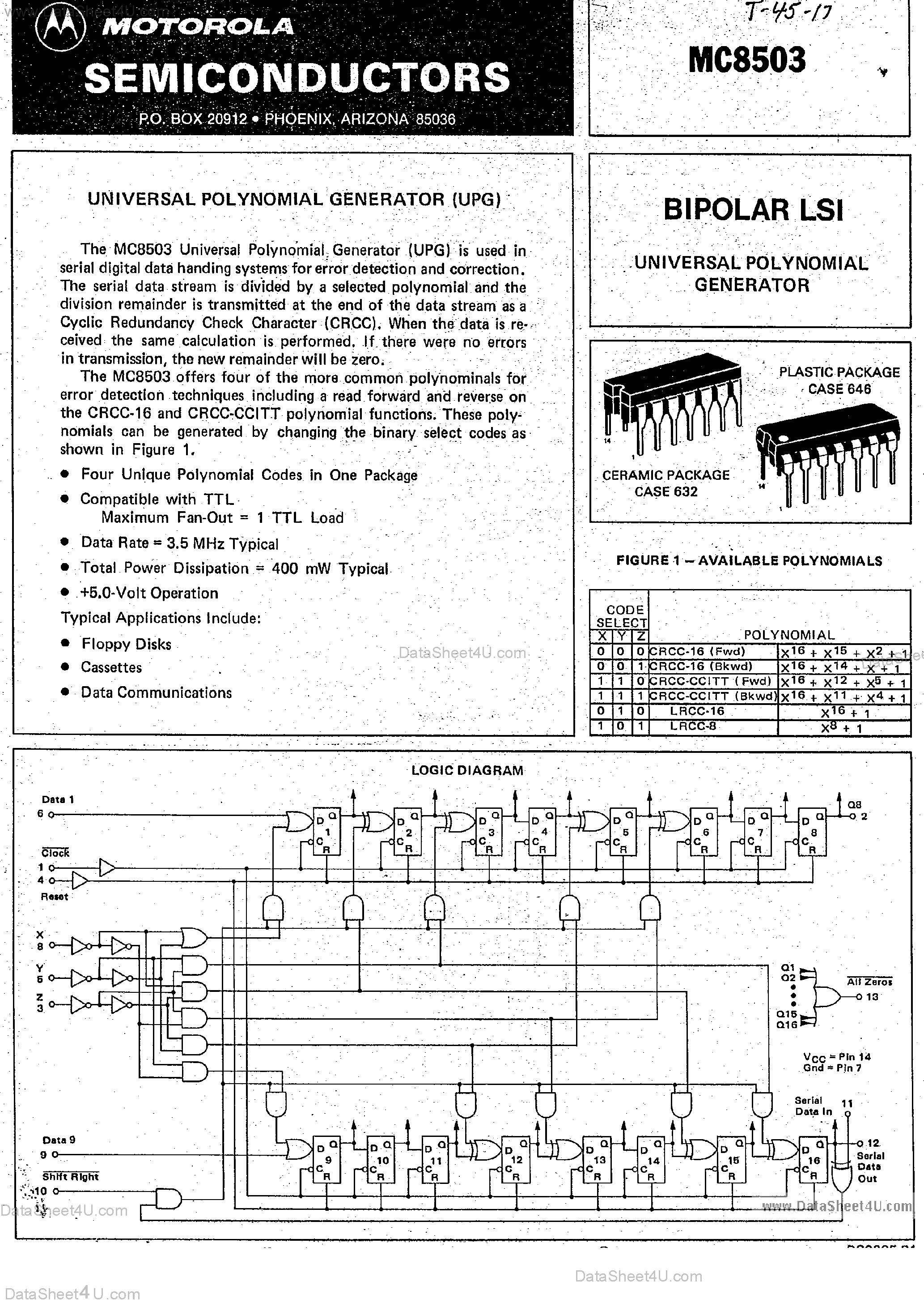 Даташит MC8503 - UPG / Bipolar LSI страница 1