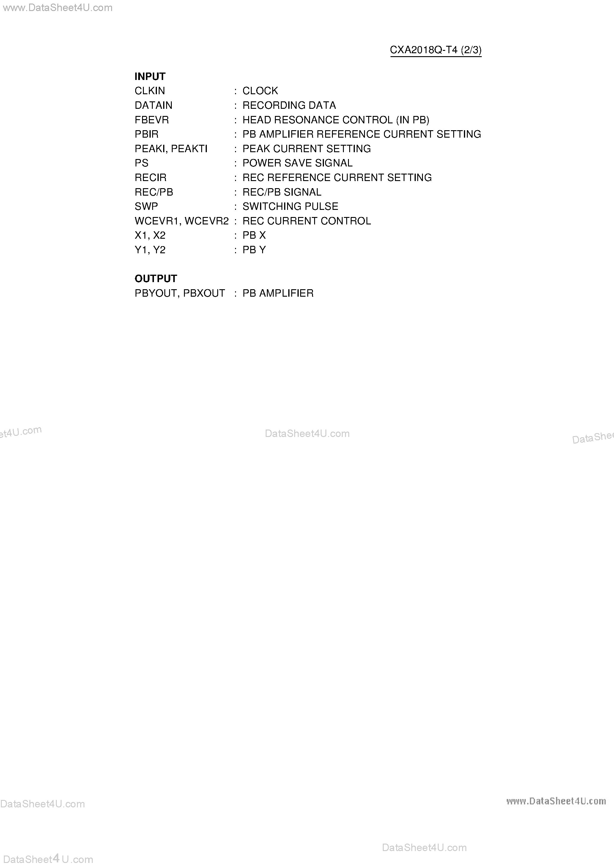 Datasheet CXA2018Q-T4 - REC / PB Amplifier page 2