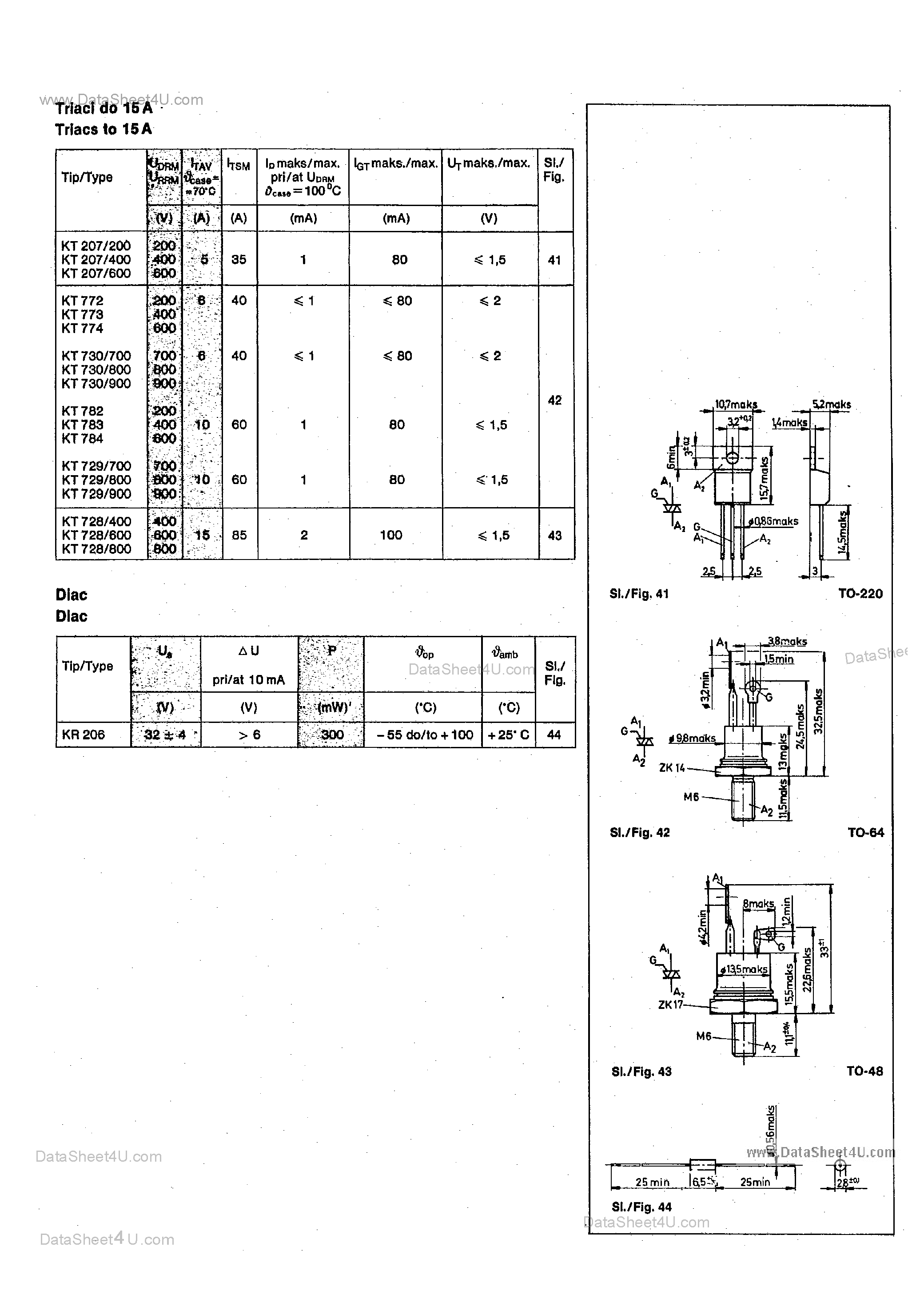 Даташит KT728 - (KT7xx) TRIAC страница 1