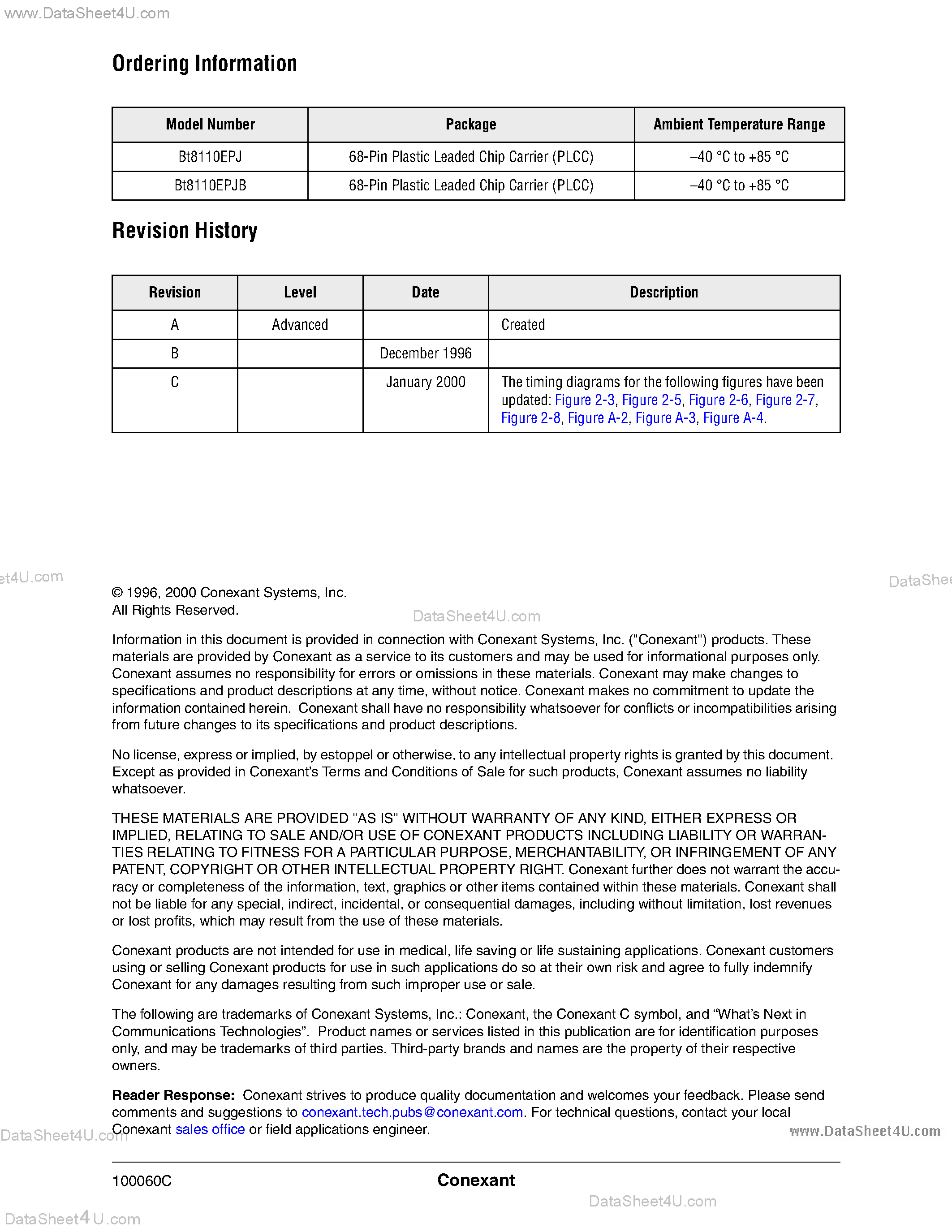 Datasheet BT8110 - High-Capacity ADPCM Processor page 2