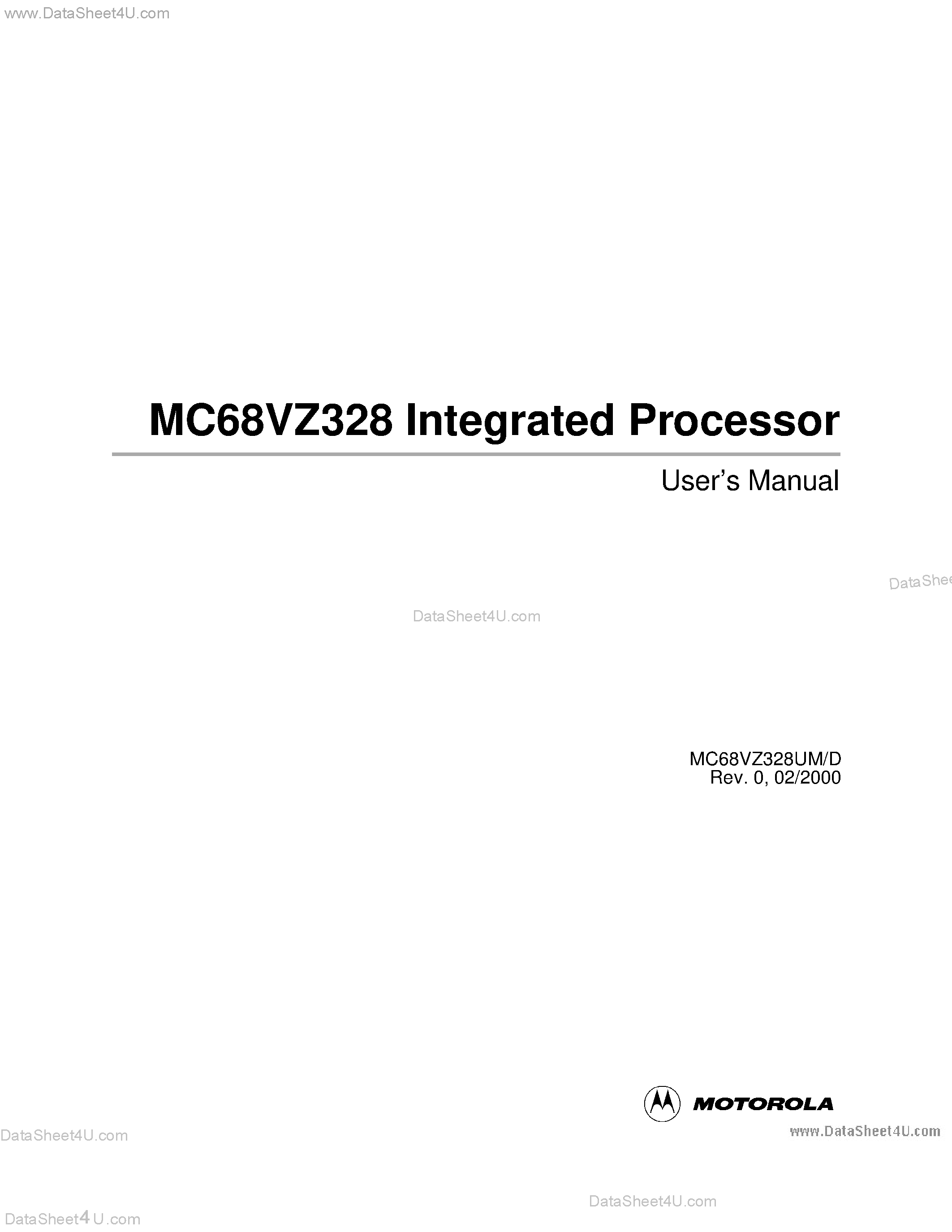 Datasheet MC68VZ328 - Integrated Portable System Processor Product Brief page 1