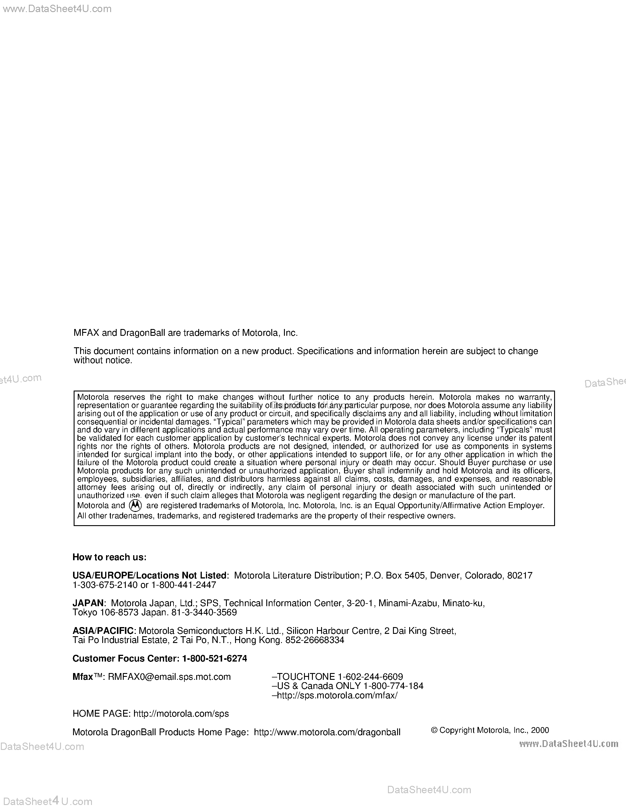 Datasheet MC68VZ328 - Integrated Portable System Processor Product Brief page 2