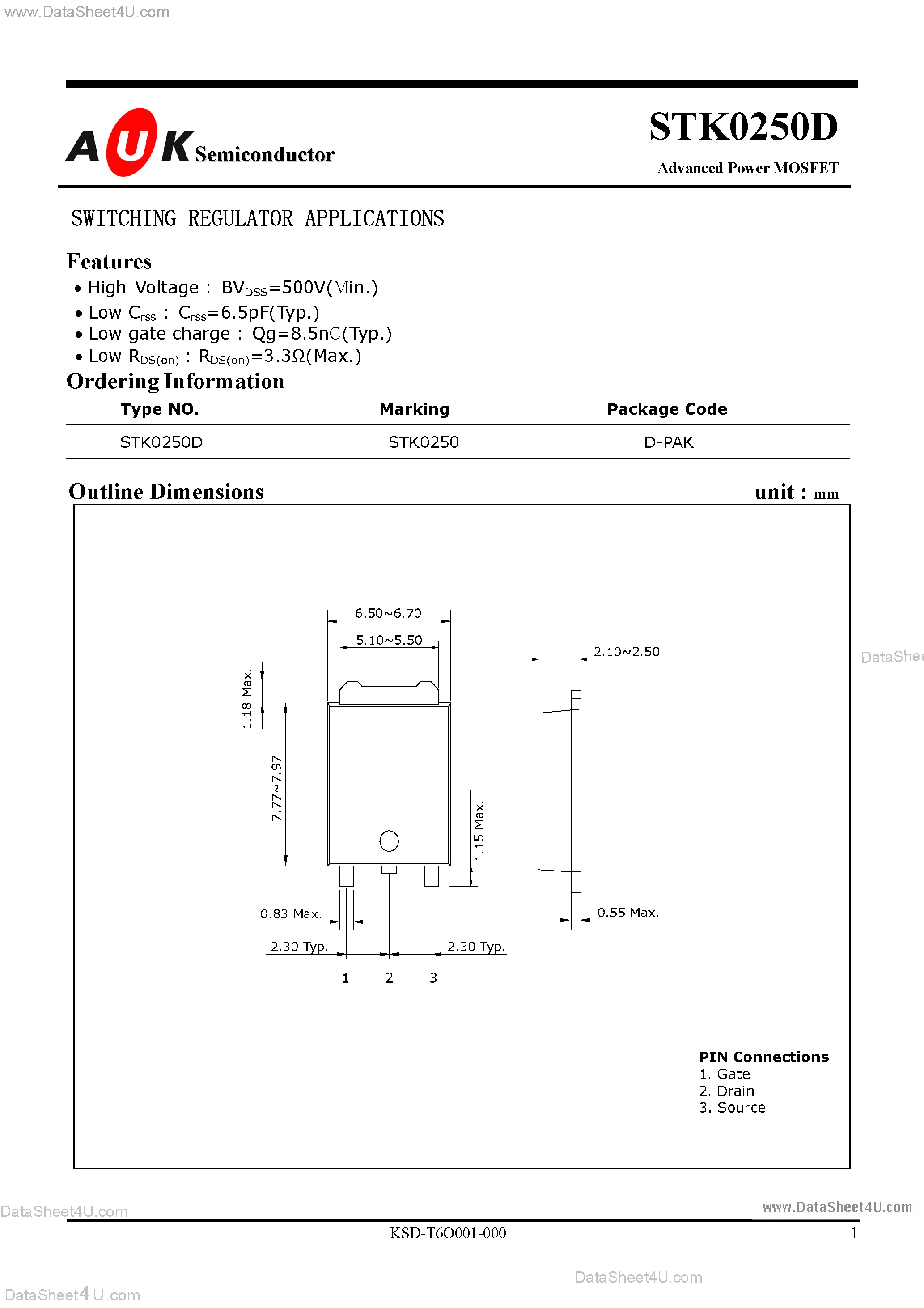 Datasheet STK0250D - Advanced Power MOSFET page 1